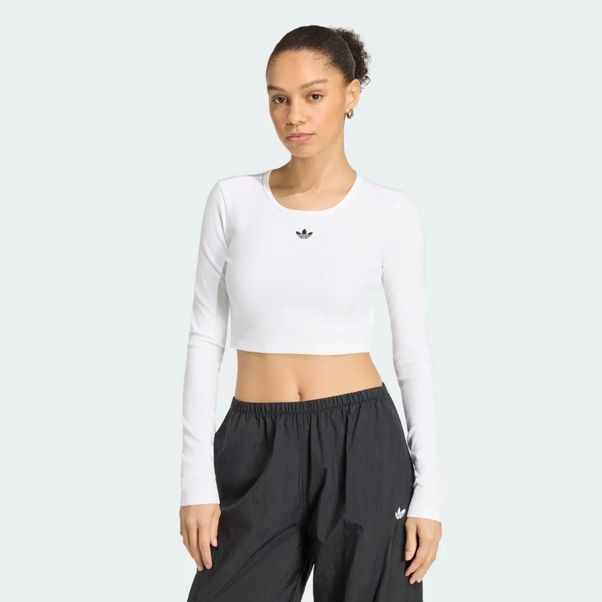 adidas ESSENTIALS RIB CROPPED Long-Sleeve Top T-Shirt