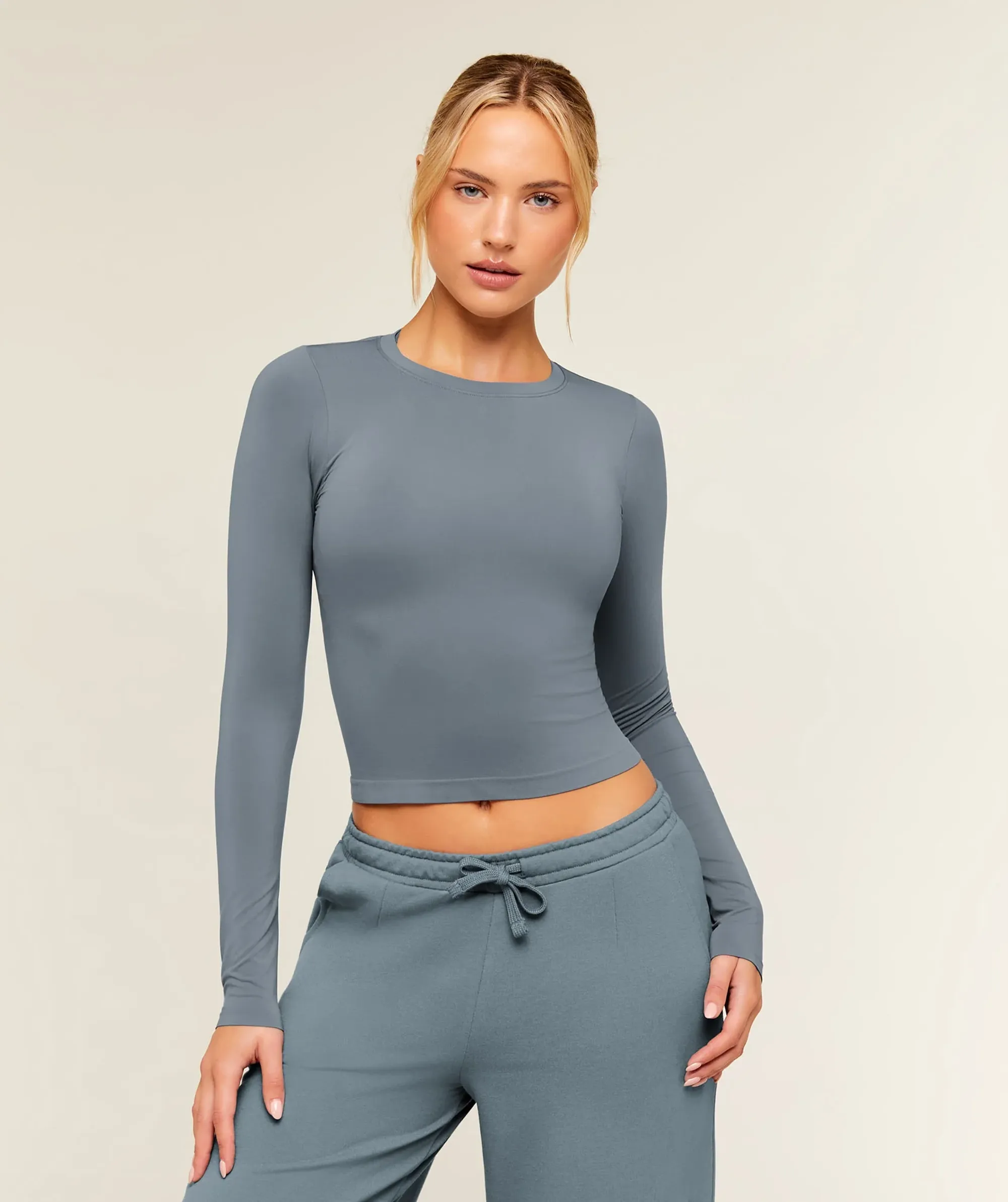 Gymshark FeatherForm Long Sleeve T-Shirt - Iron Blue