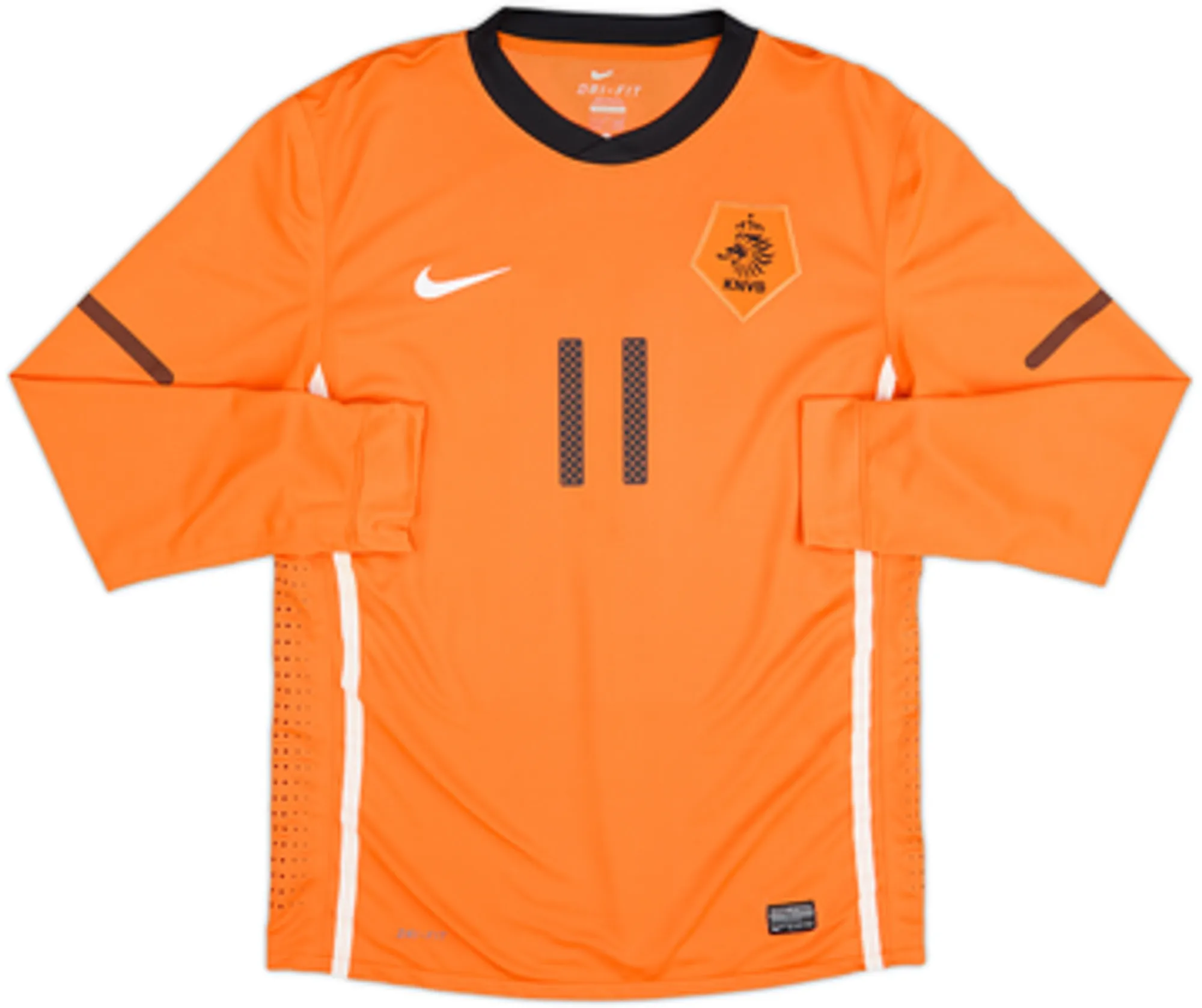 2010-11 Netherlands Player Issue Home L/S Shirt Robben #11 - 7/10 - (L)