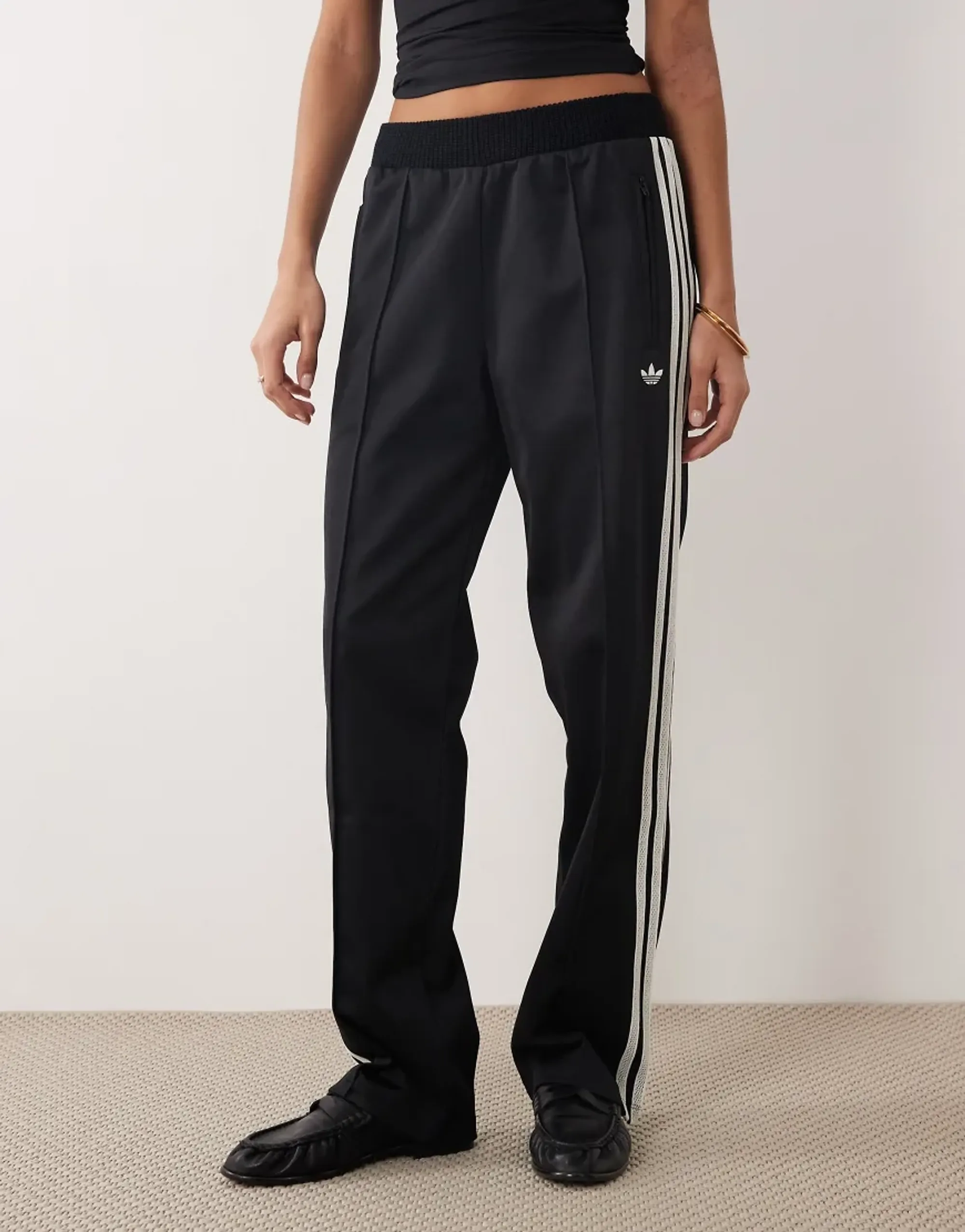 Adidas Originals Firebird Track Pants With Knitted Crochet Details In Black