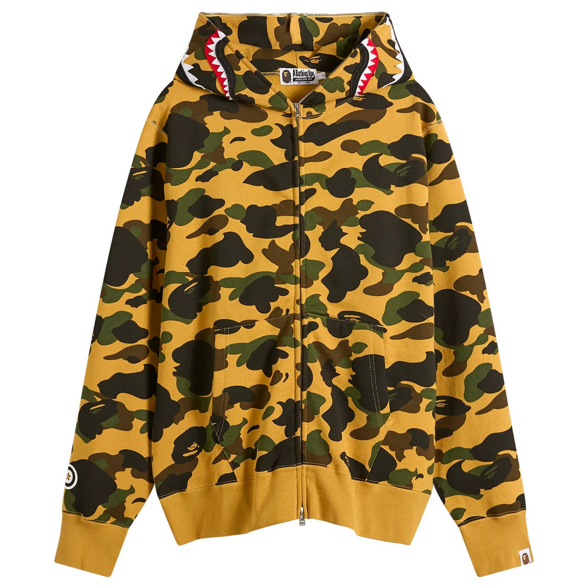 A Bathing Ape Men's 1st Camo Full Zip Shark Hoodie Yellow