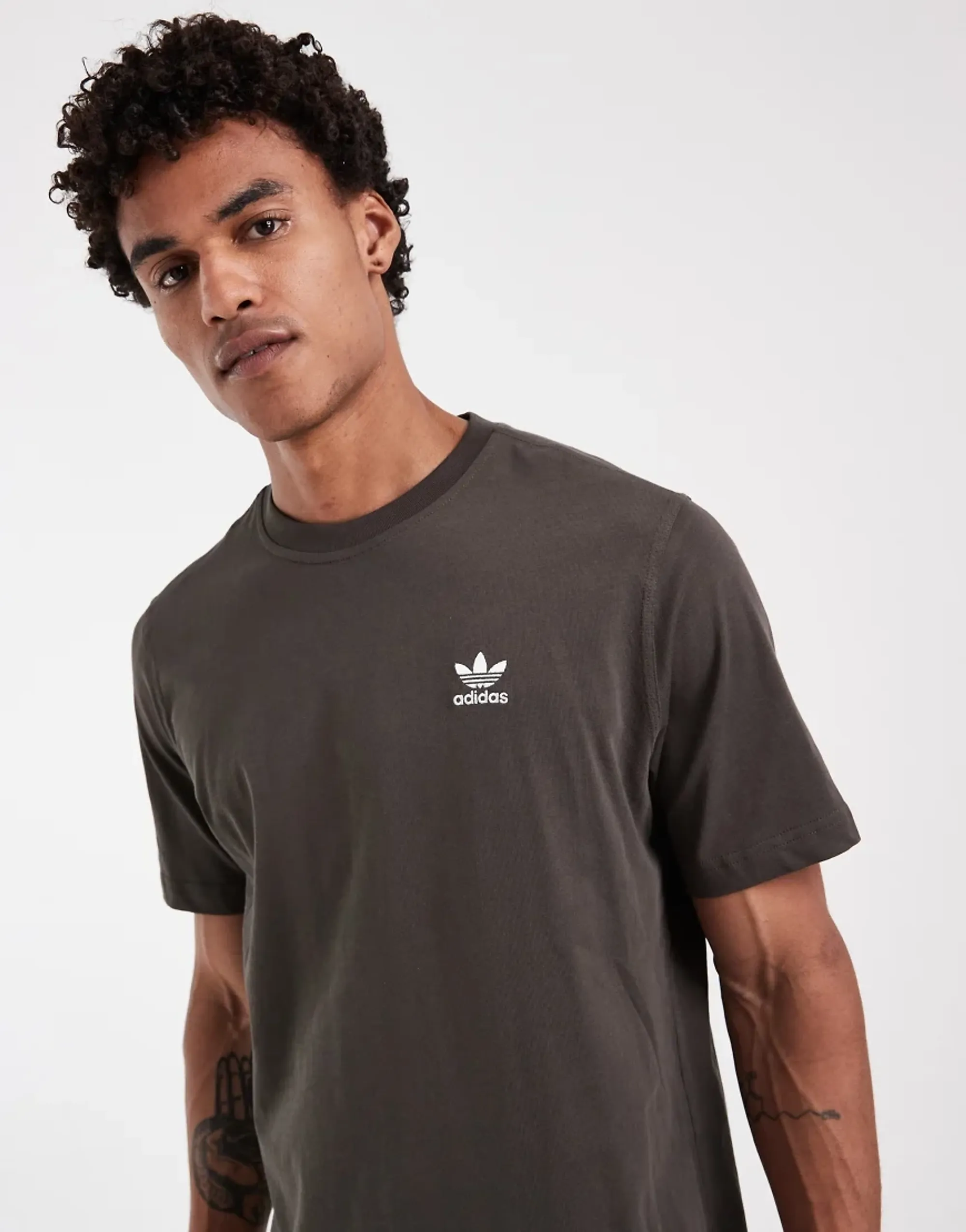 Adidas Originals Essentials Loose Fit T-Shirt In Khaki-Green