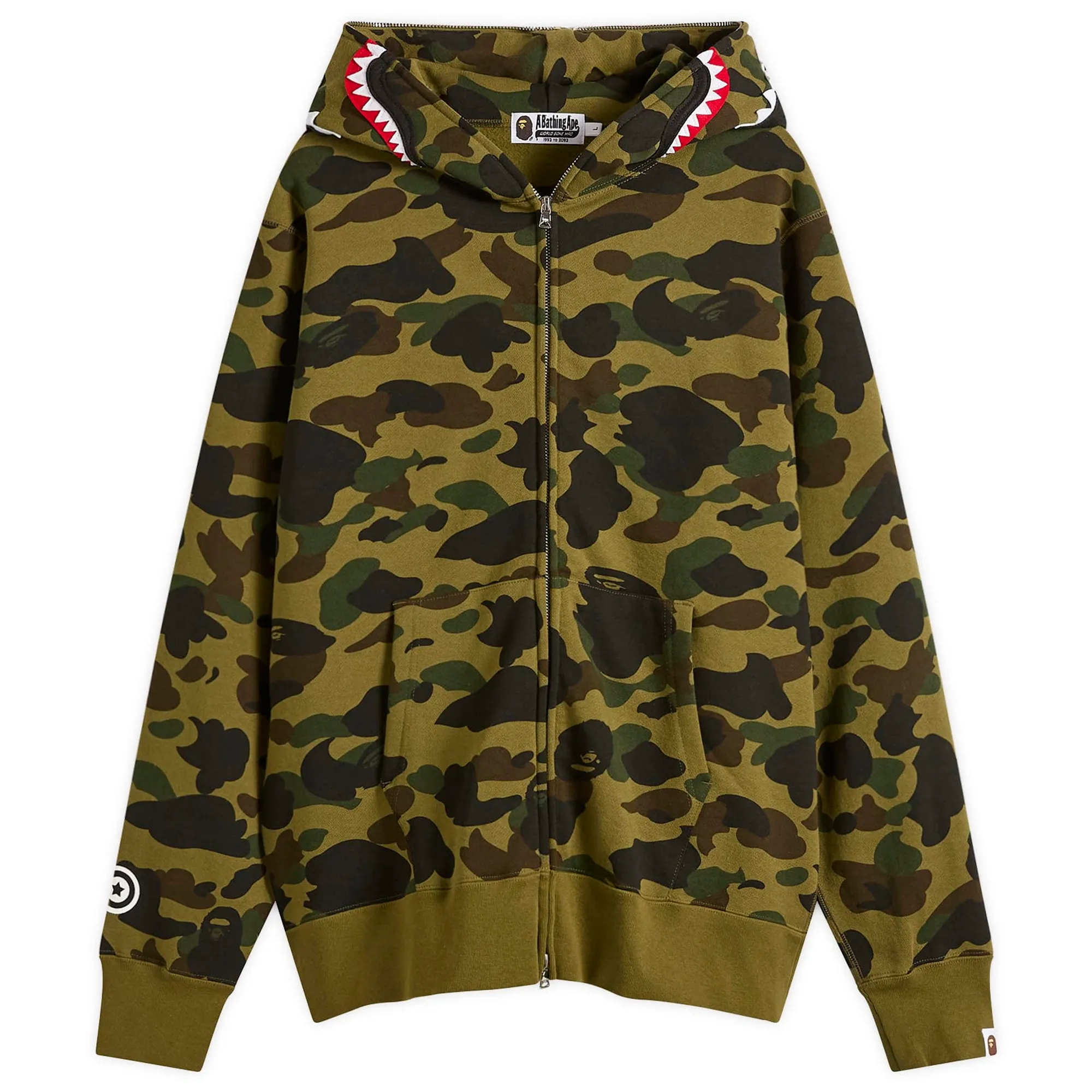 A Bathing Ape Men's 1st Camo Full Zip Shark Hoodie Green