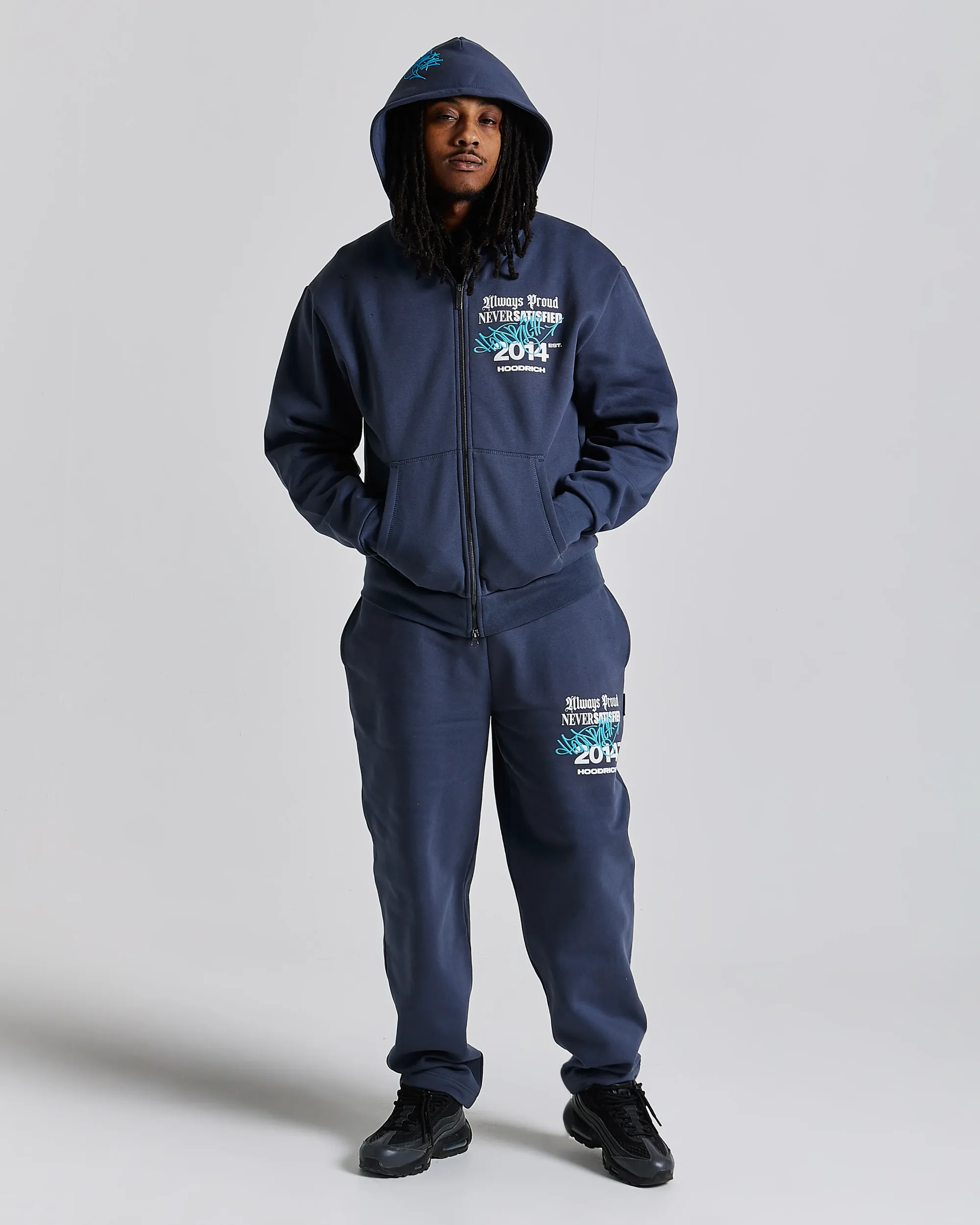 Stamp Tag Oversized Joggers - Blue/White