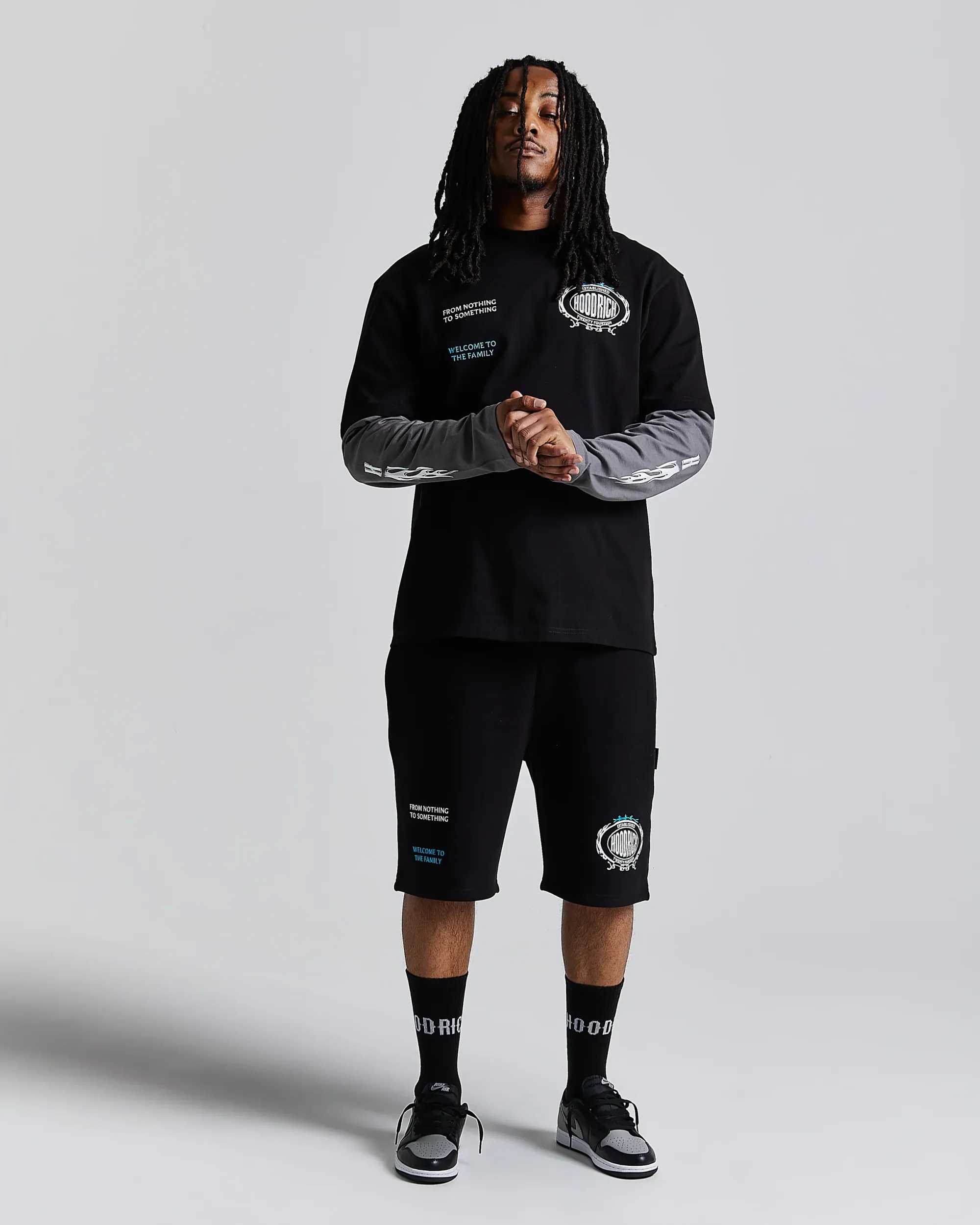 Noir Oversized Shorts - Black/Grey/Blue