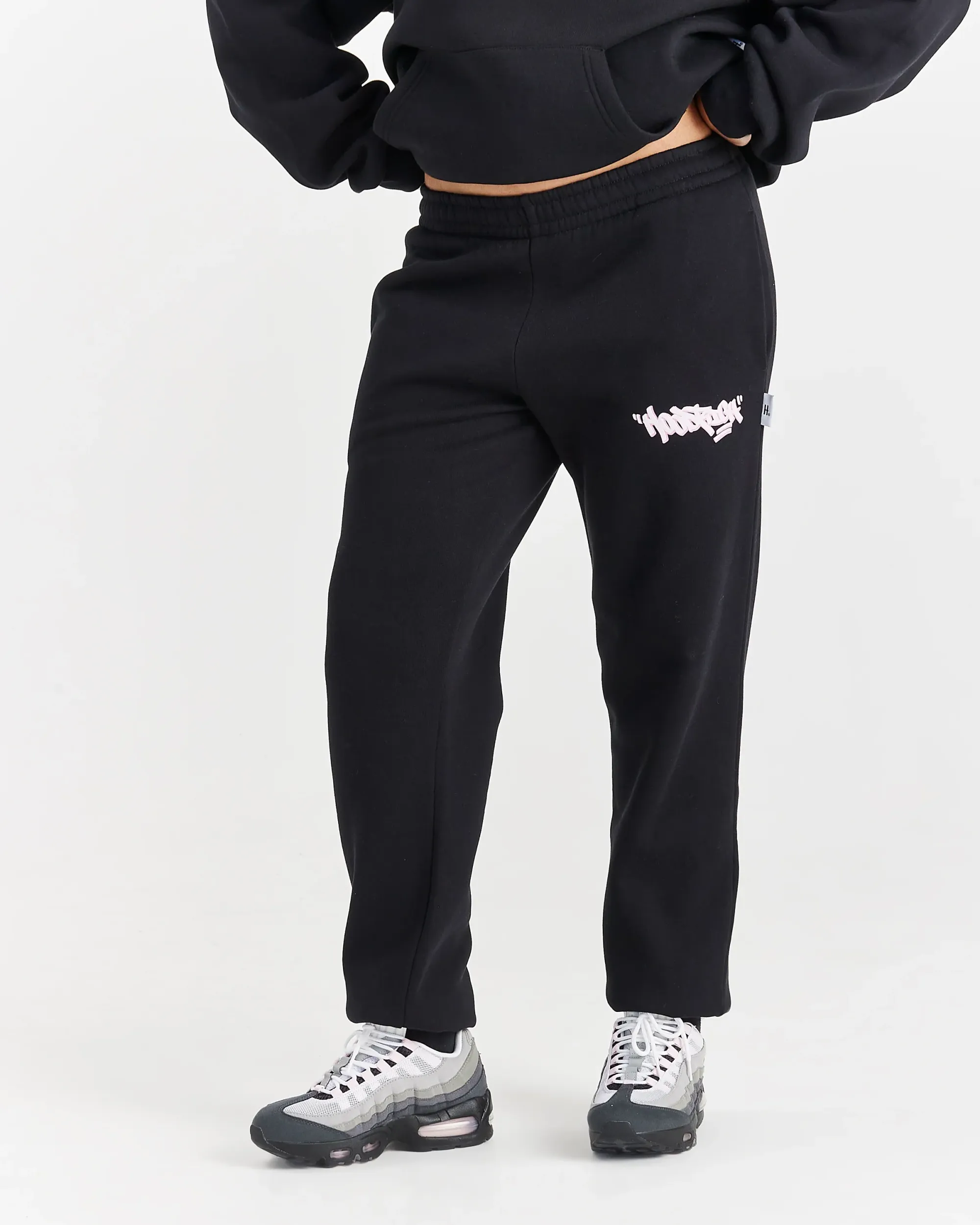 Fray Joggers - Black/Pink