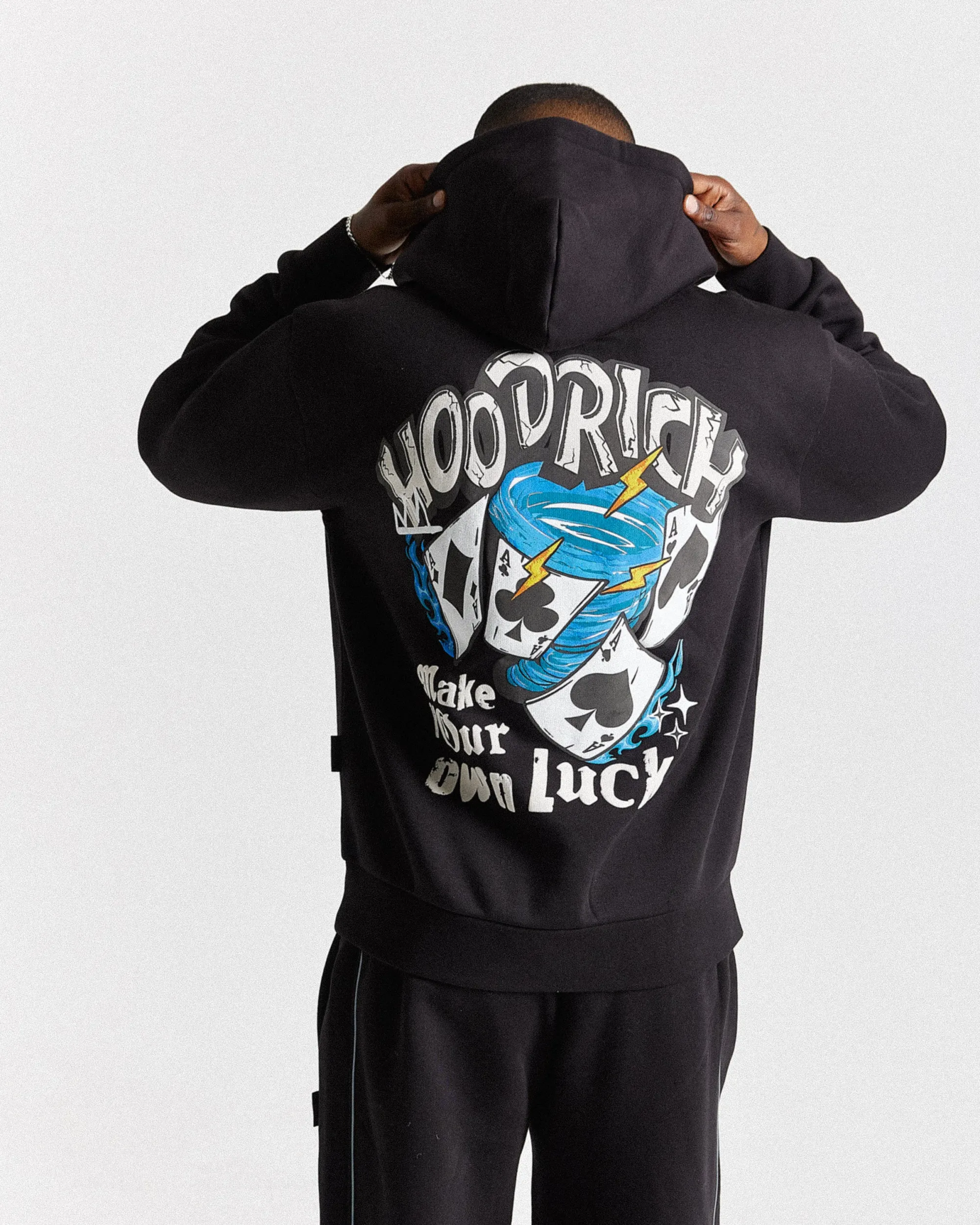Your Luck Oversized Hoodie - Black/Grey/Blue