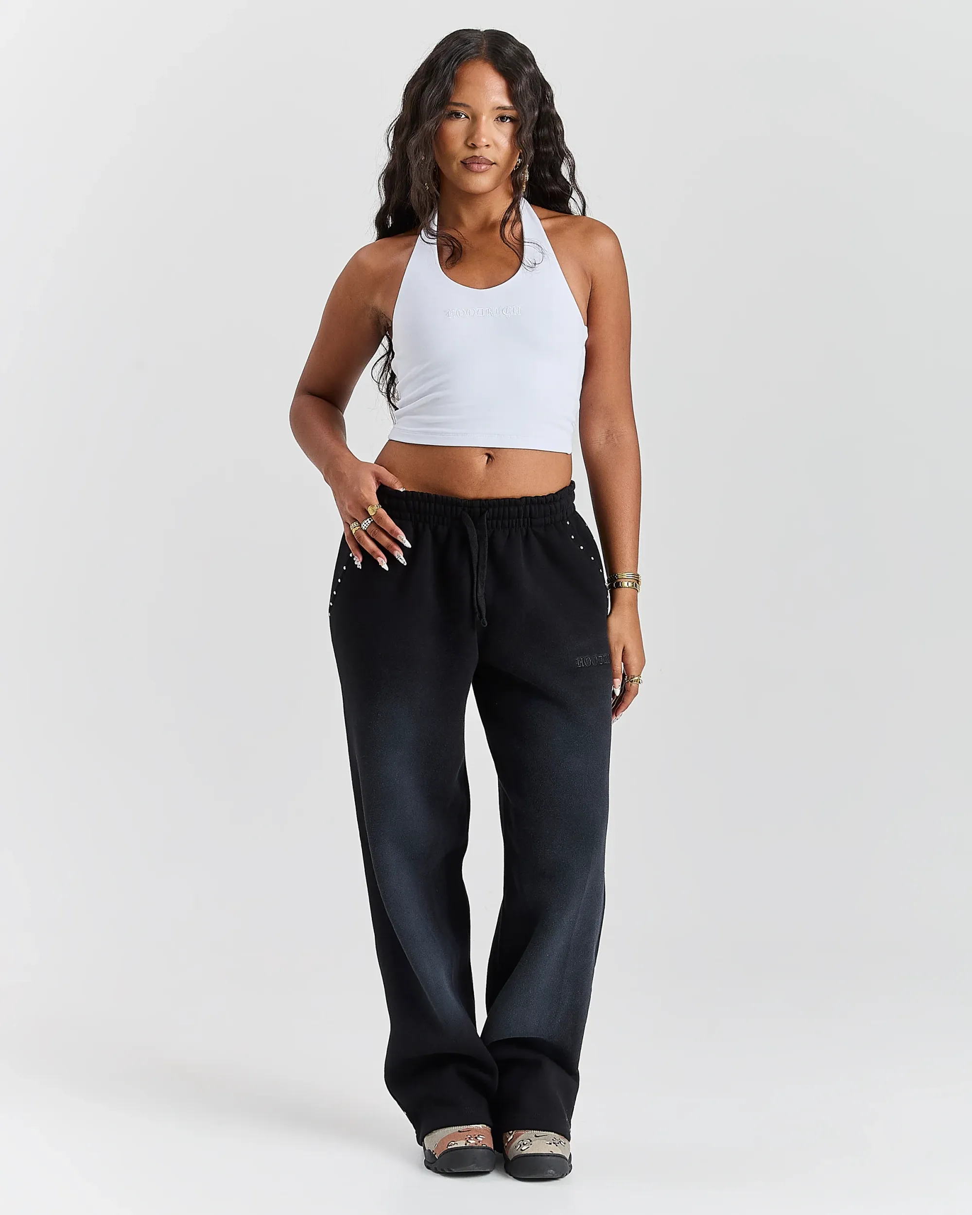 The Winner's Circle Aspen Wide Leg Joggers - Black