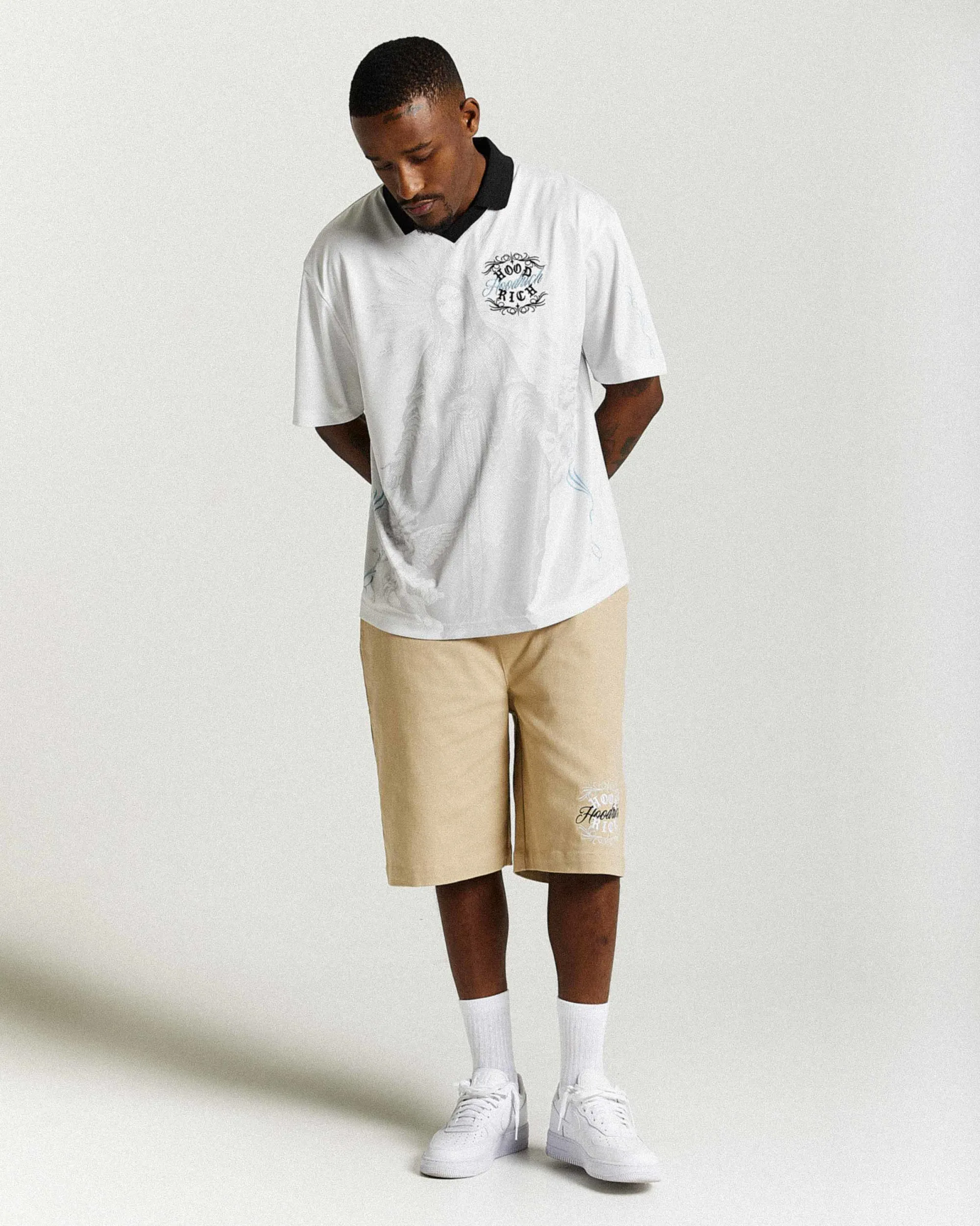 Rito Woven Shorts - Khaki/White