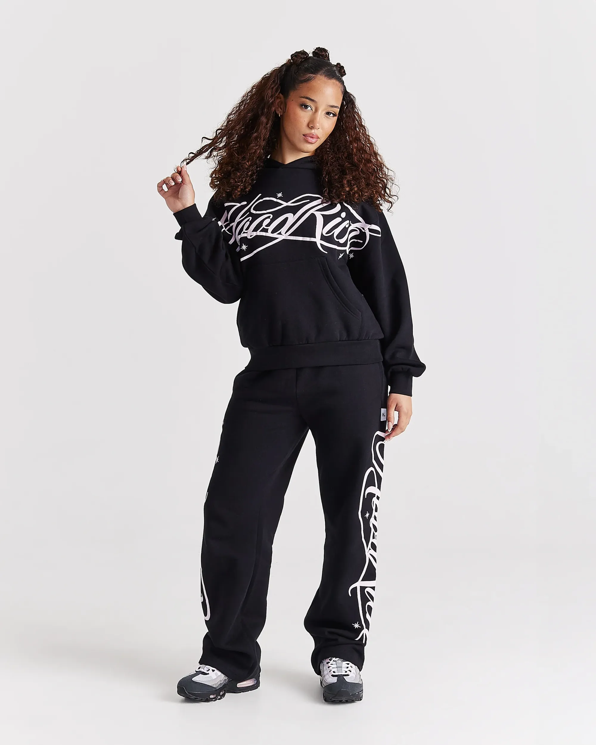 Solace Wide Leg Joggers - Black/Pink