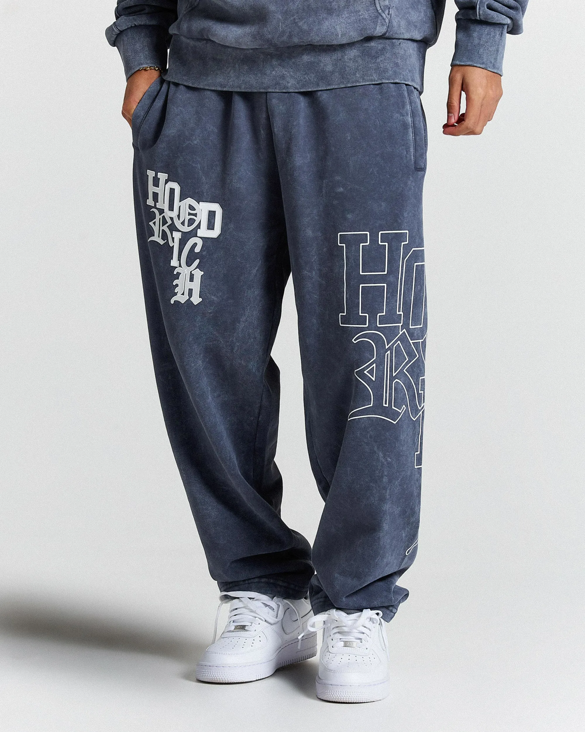 Heritage Oversized Open Hem Joggers - Blue/White