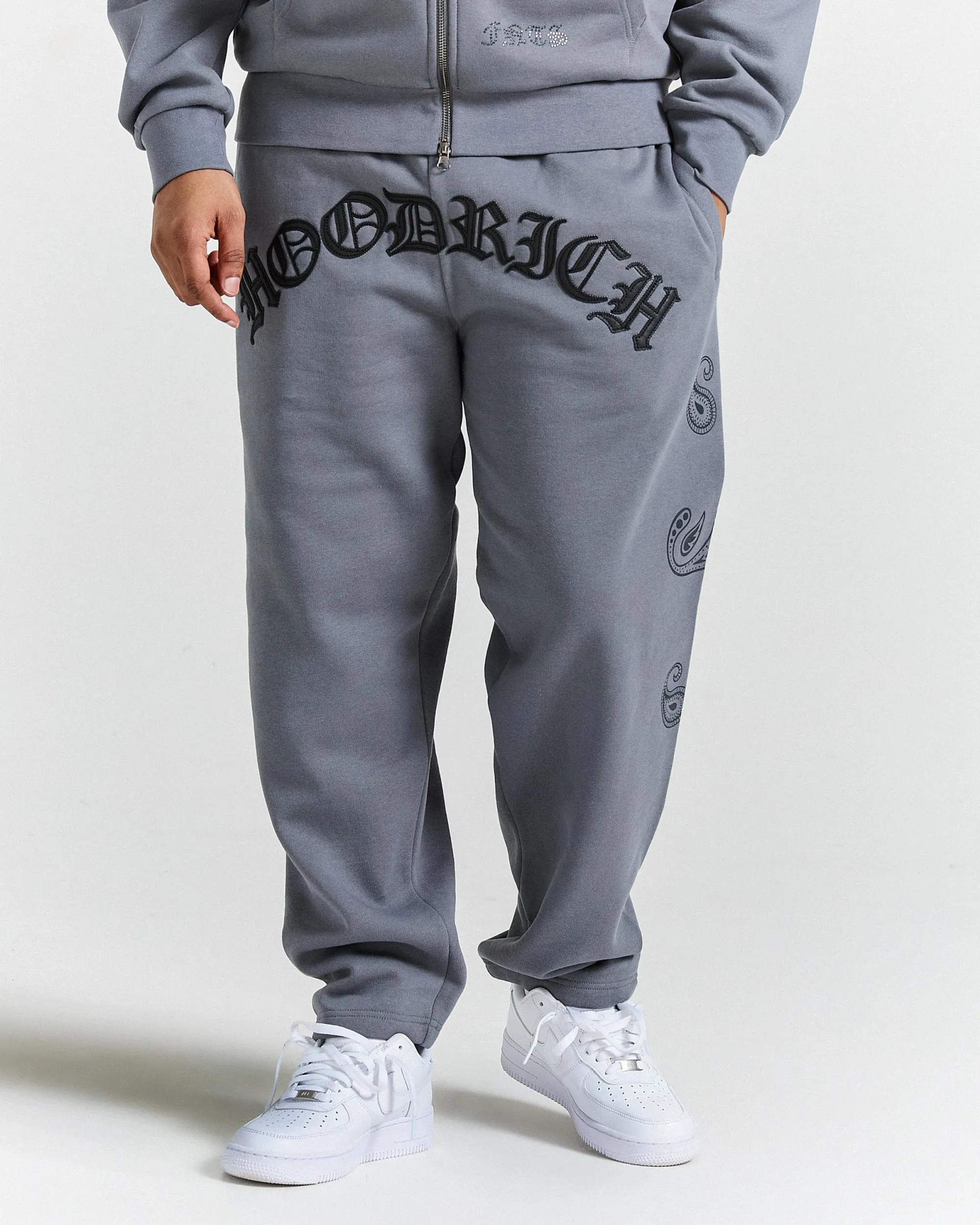 Inkline Oversized Open Hem Joggers - Grey/Black