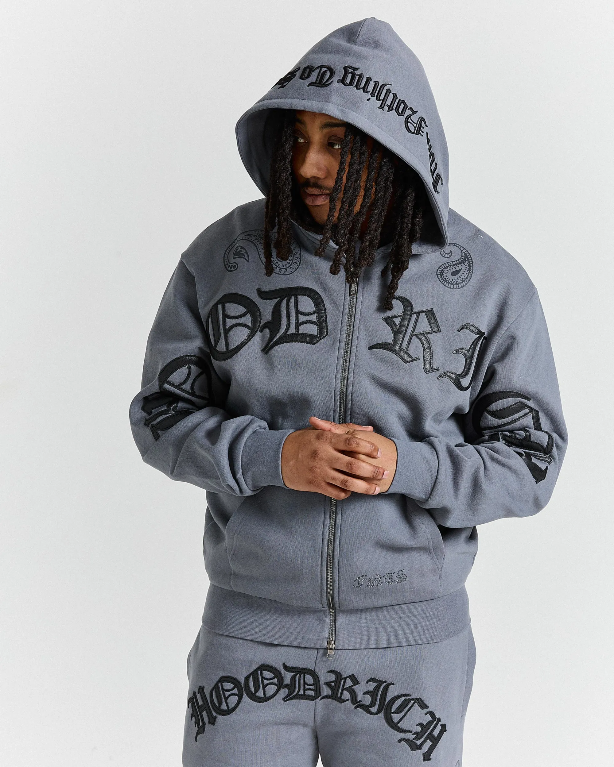 Inkline Oversized Zip Through Hoodie - Grey/Black