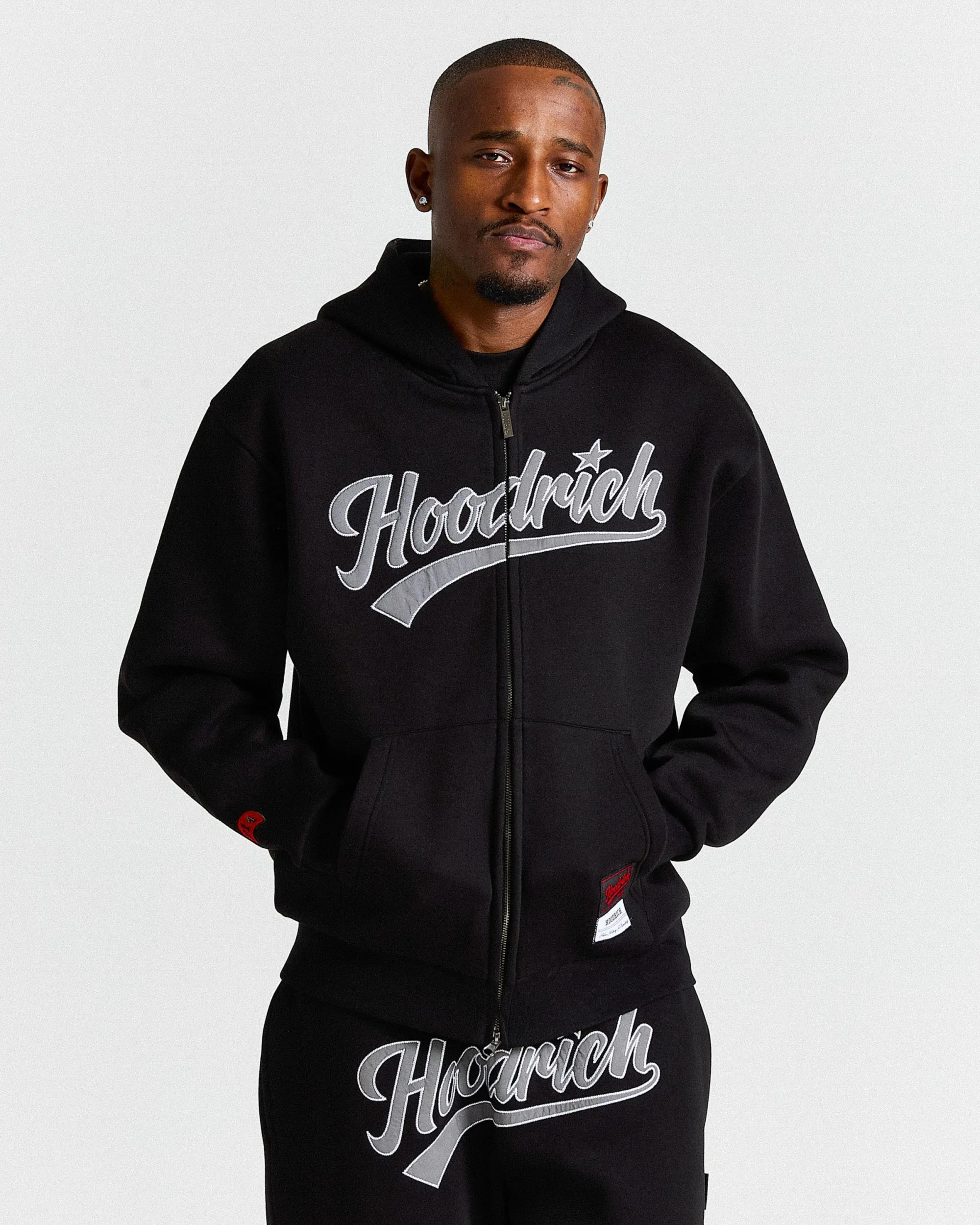 Stade Oversized Zip Hoodie - Black/White