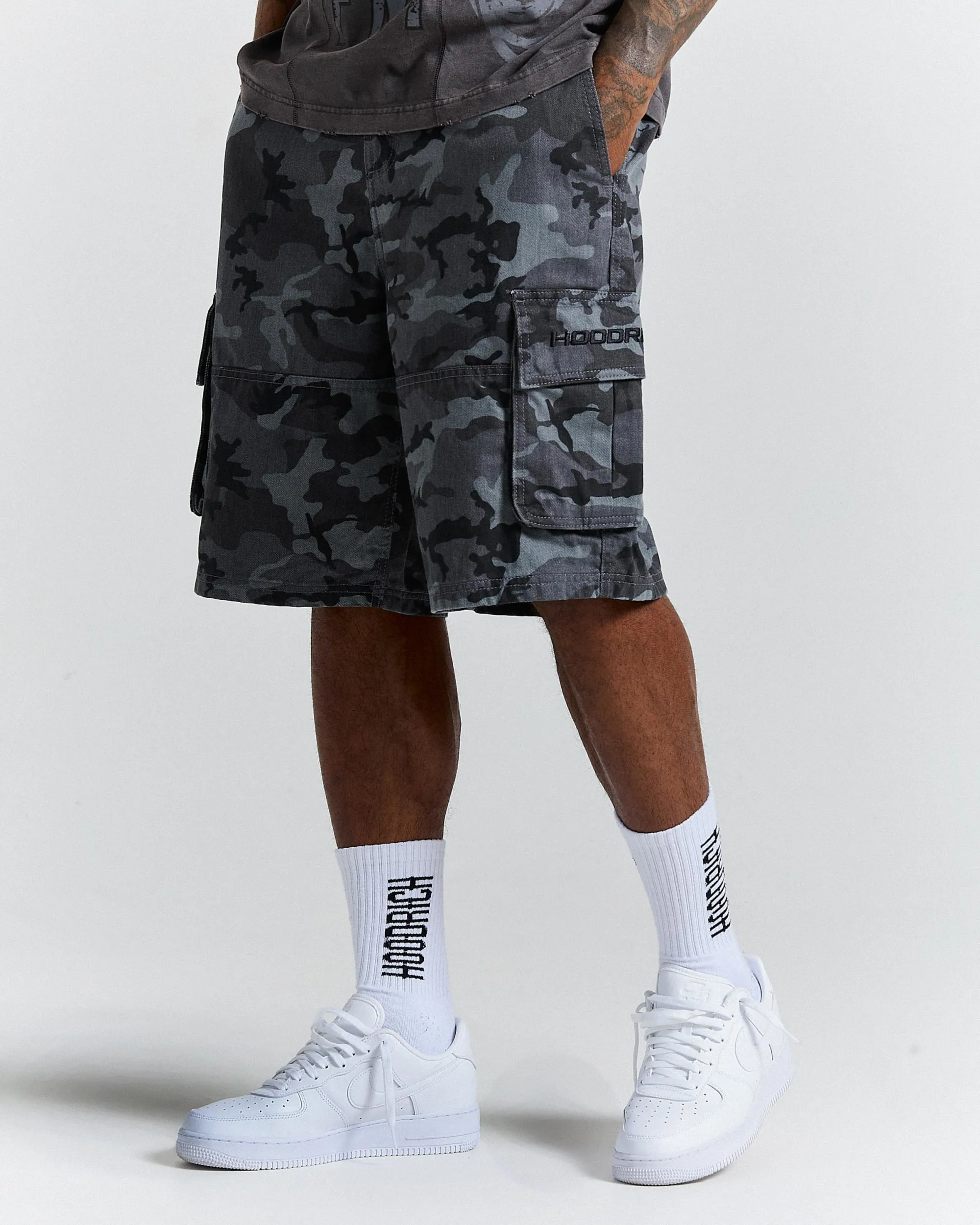 Hoodrich Ryder Camo Cargo Shorts - Grey - Mens