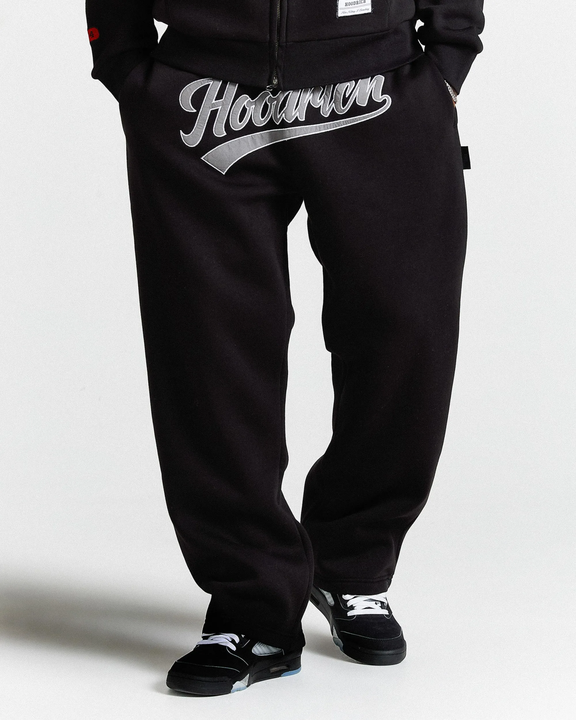 Stade Oversized Wide Leg Joggers - Black/White