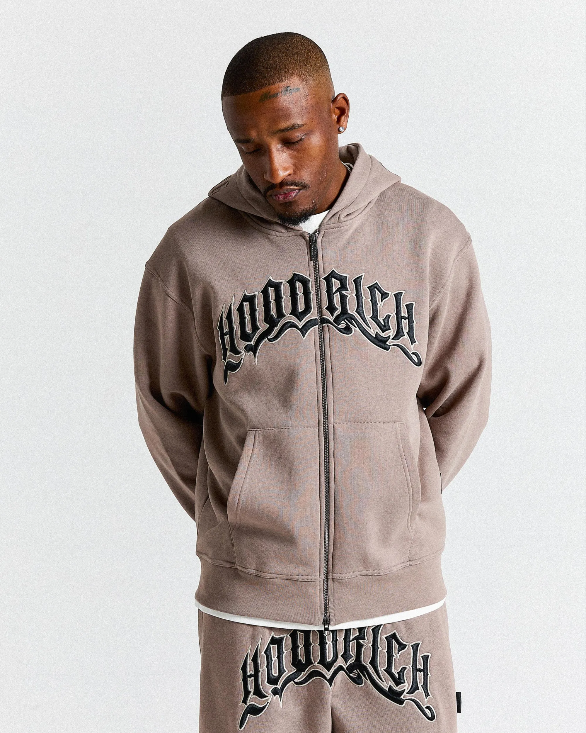 Ritual Oversized Zip Hoodie - Brown/White/Black