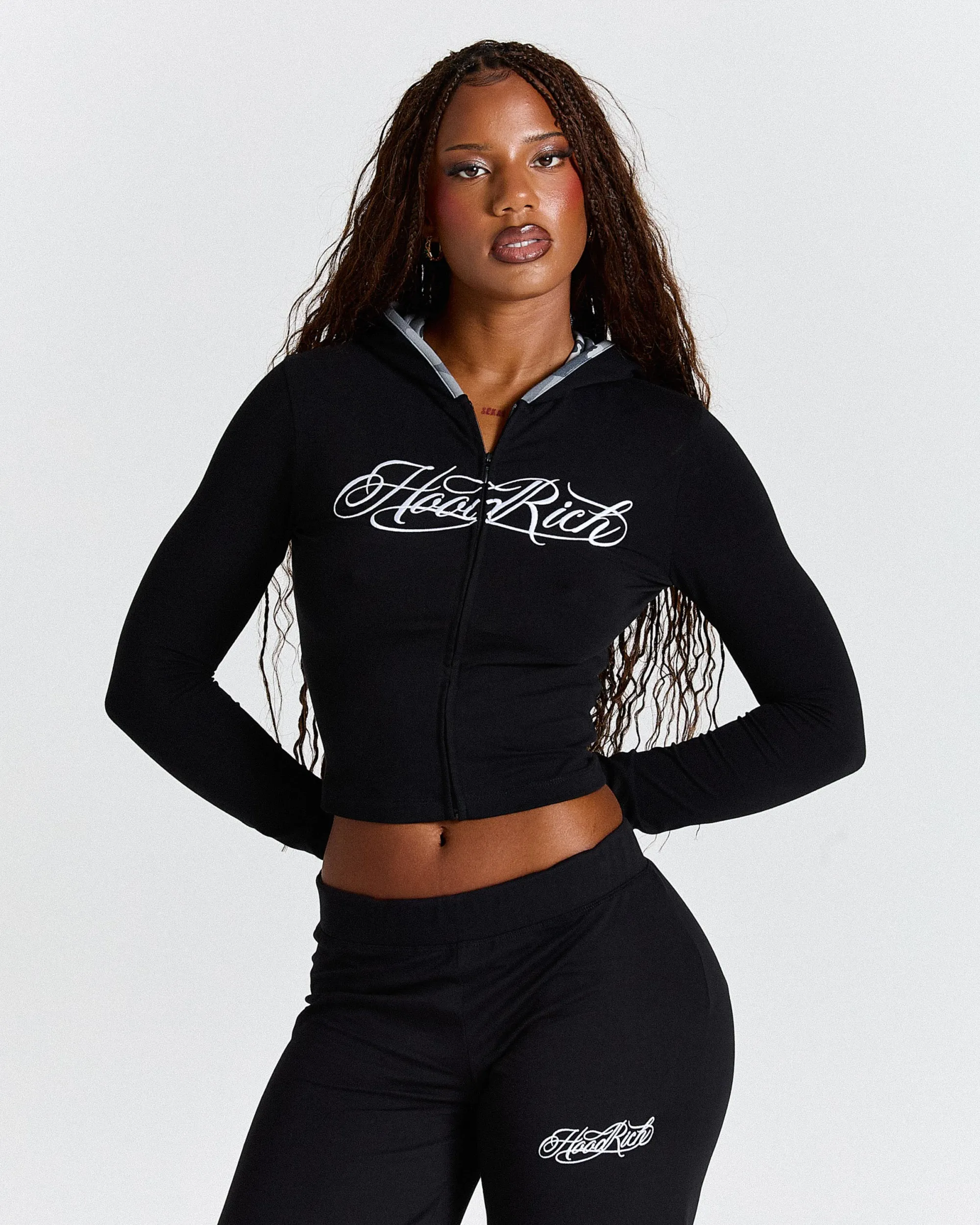 Kai Camo Fitted Zip Hoodie - Black/Camo/White