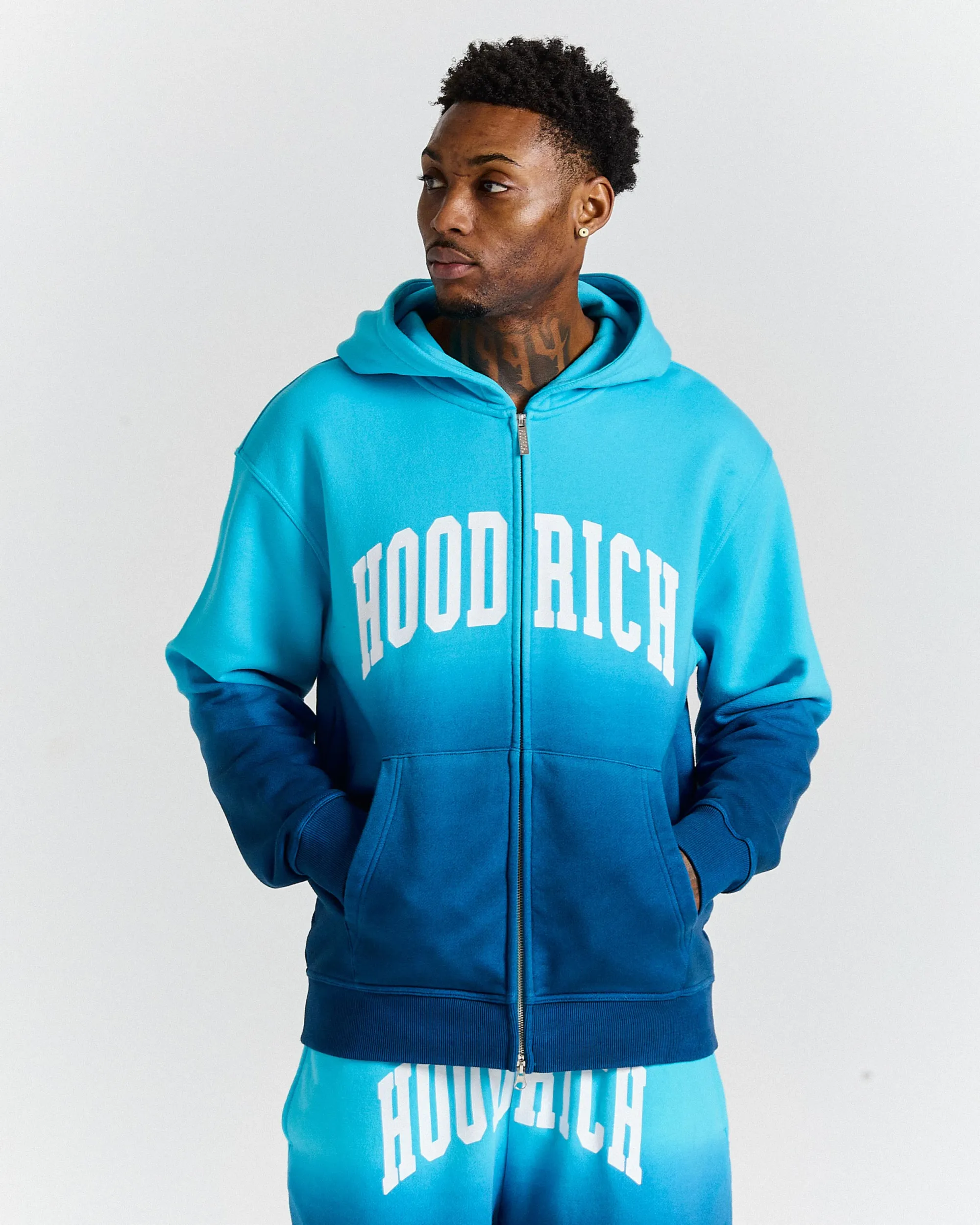 Horizon Oversized Zip Hoodie - Blue Ombre