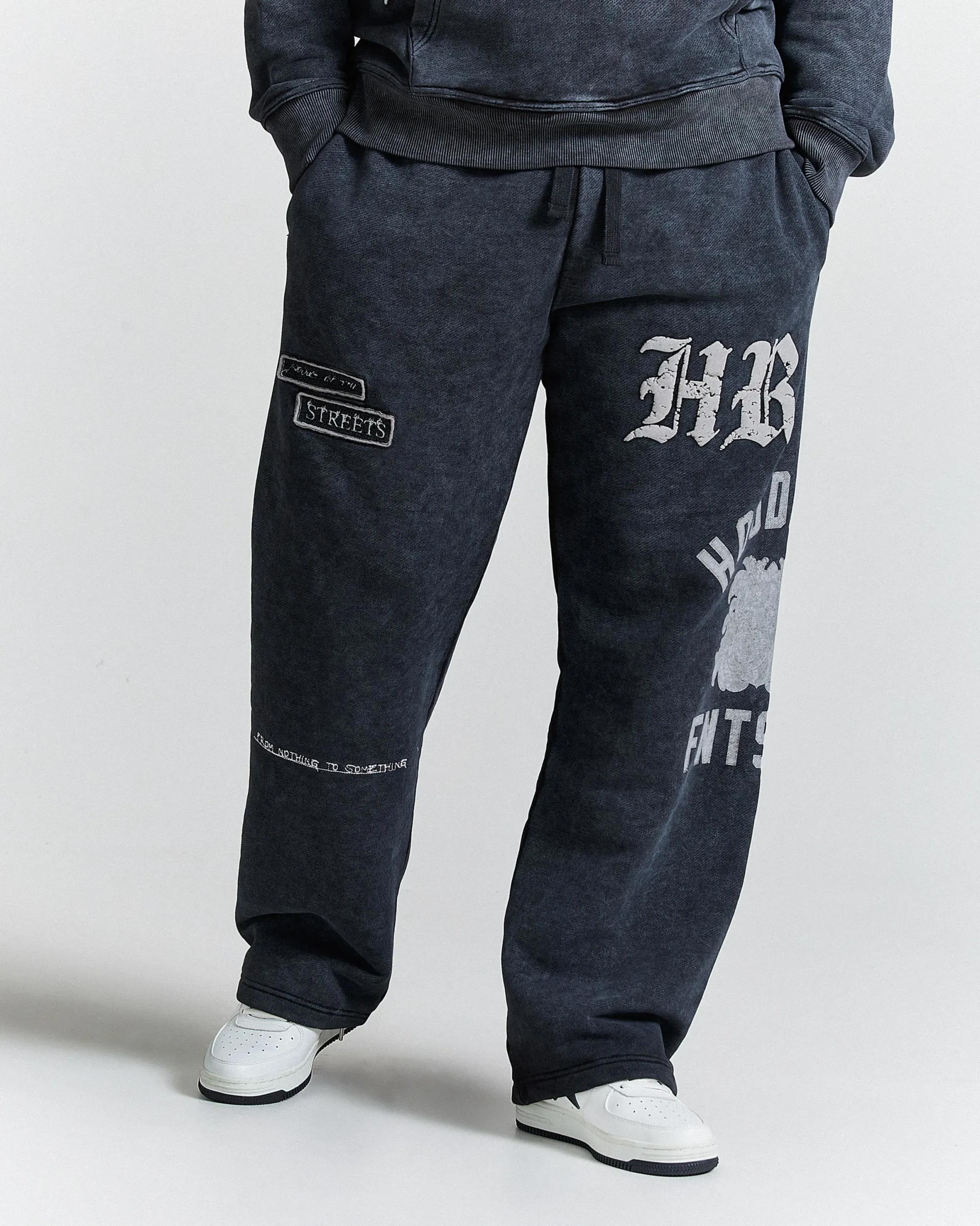 Cipher Oversized Open Hem Joggers - Black Wash