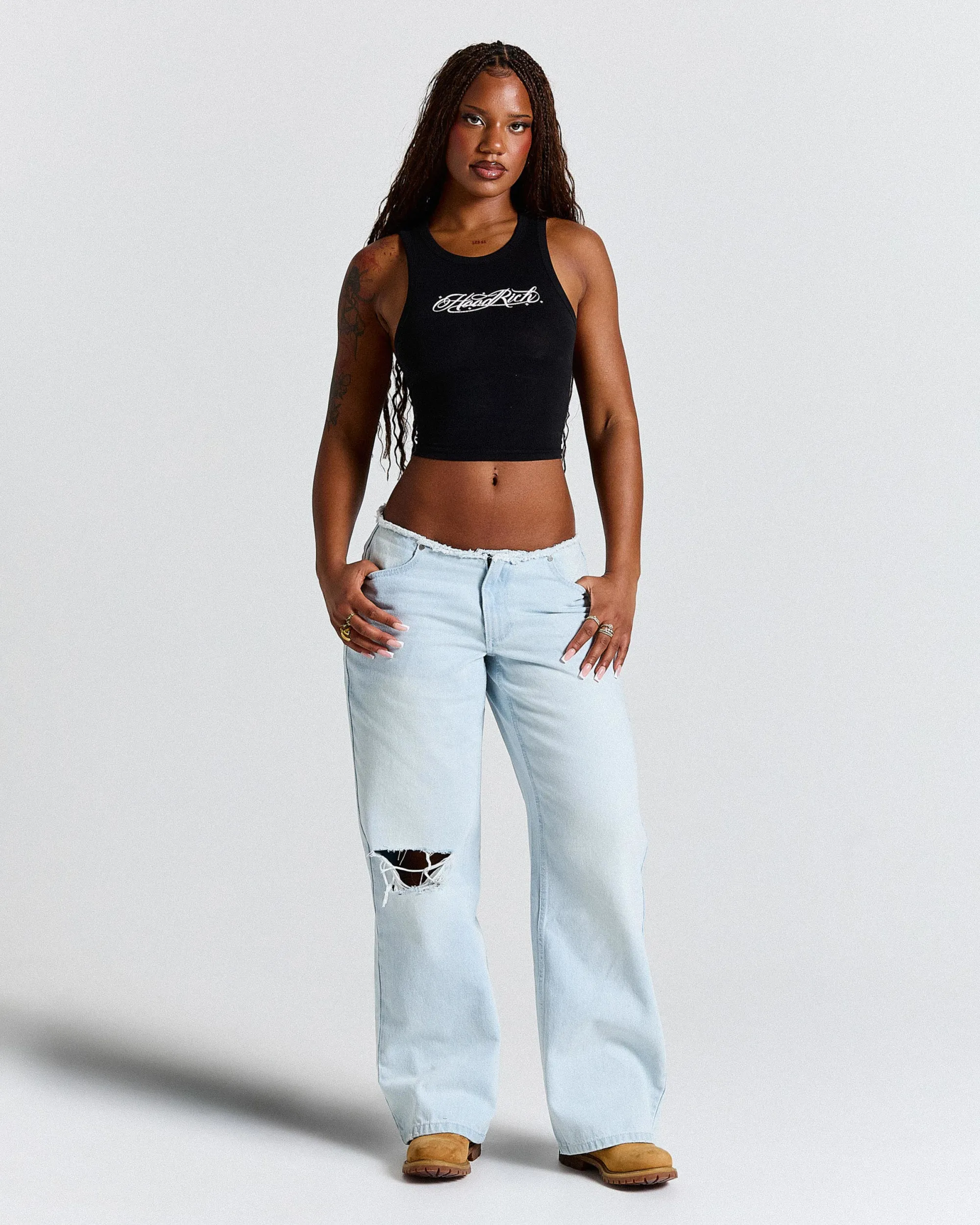 Solace Wide Leg Jeans - Bleached Blue/White