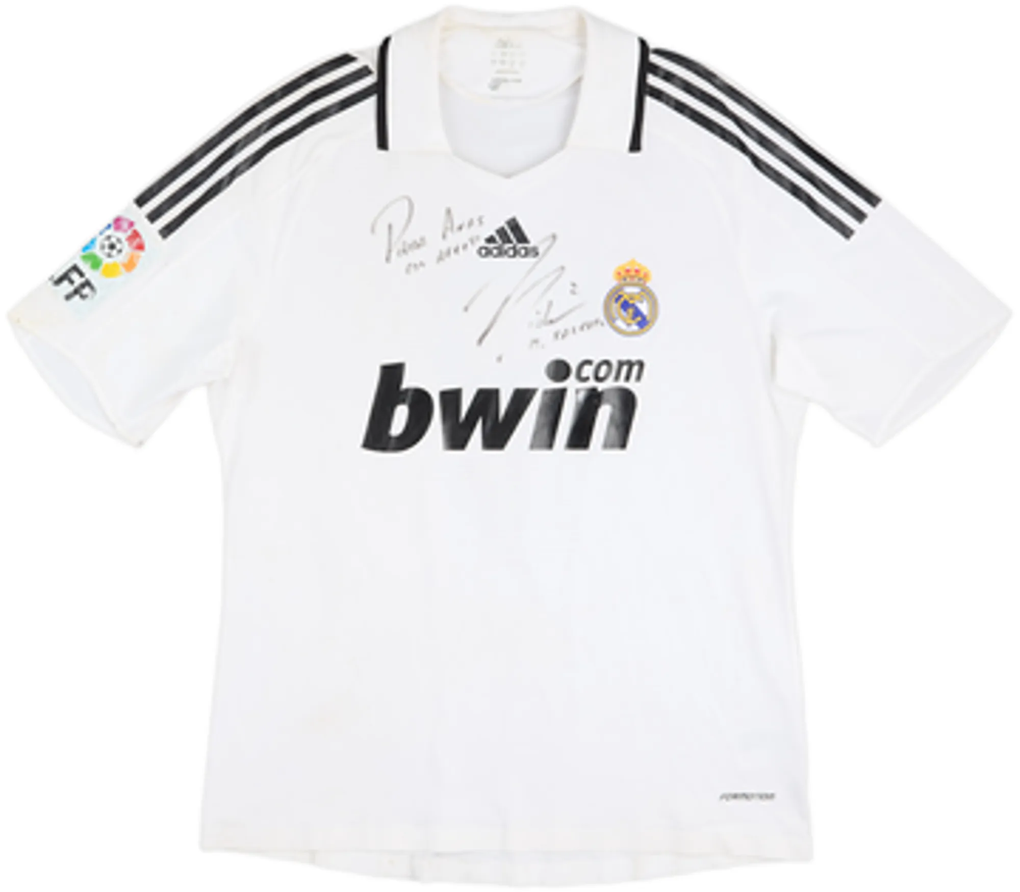 2008-09 Real Madrid Player Issue Signed Home Shirt M.Salgado #2 - 4/10 - (L)
