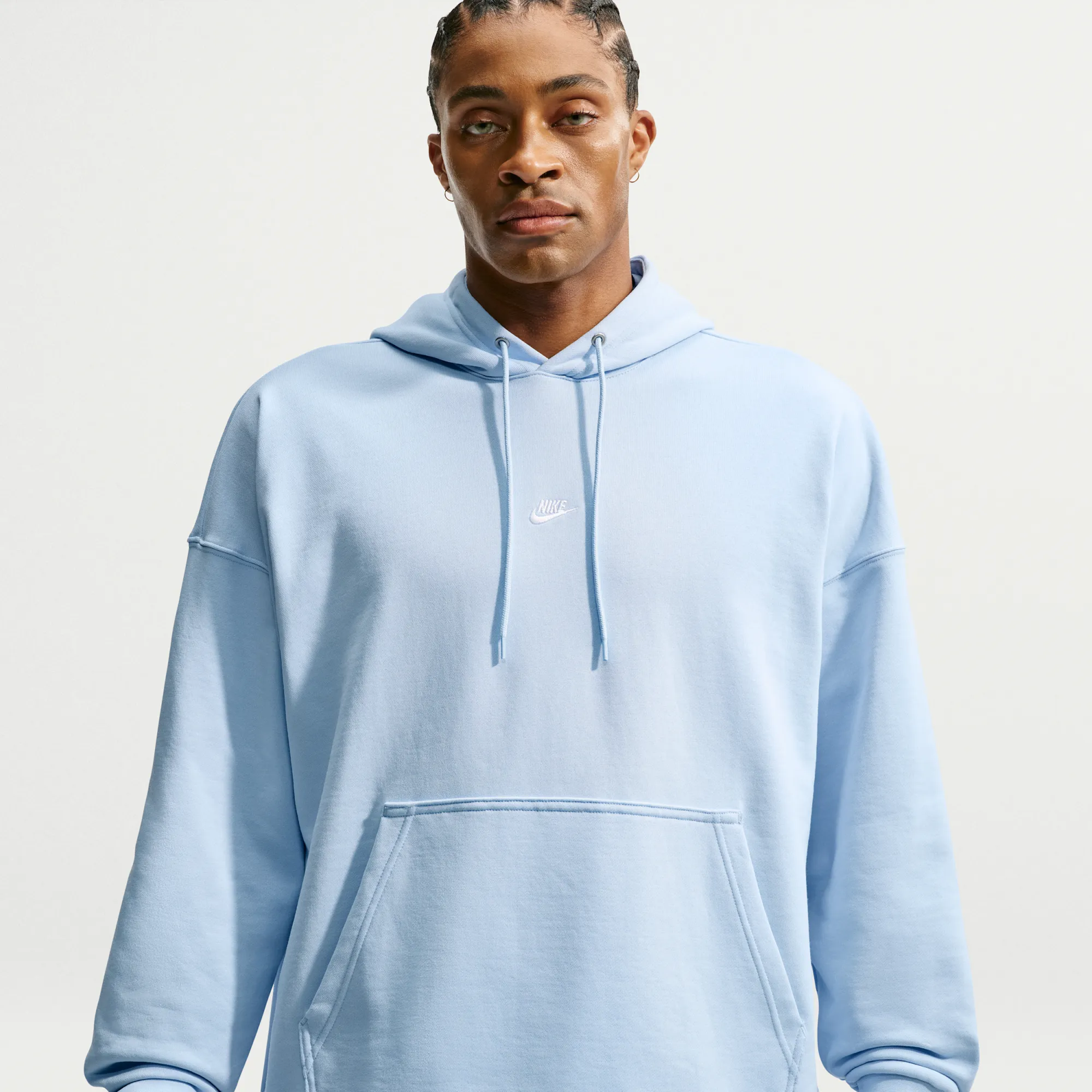 Nike Club Men's Oversized French Terry Pullover Hoodie - Blue - Fleece