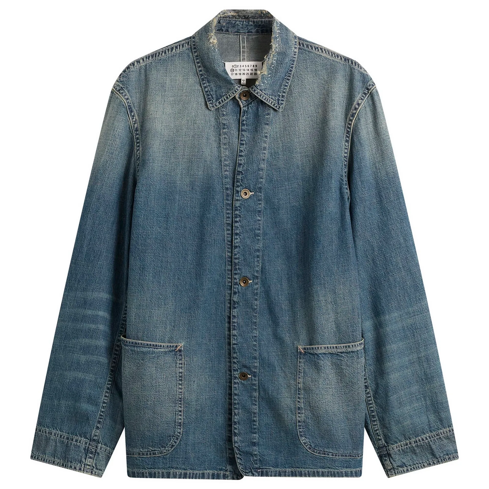 Maison Margiela Men's Denim Shirt Jacket Washed Blue