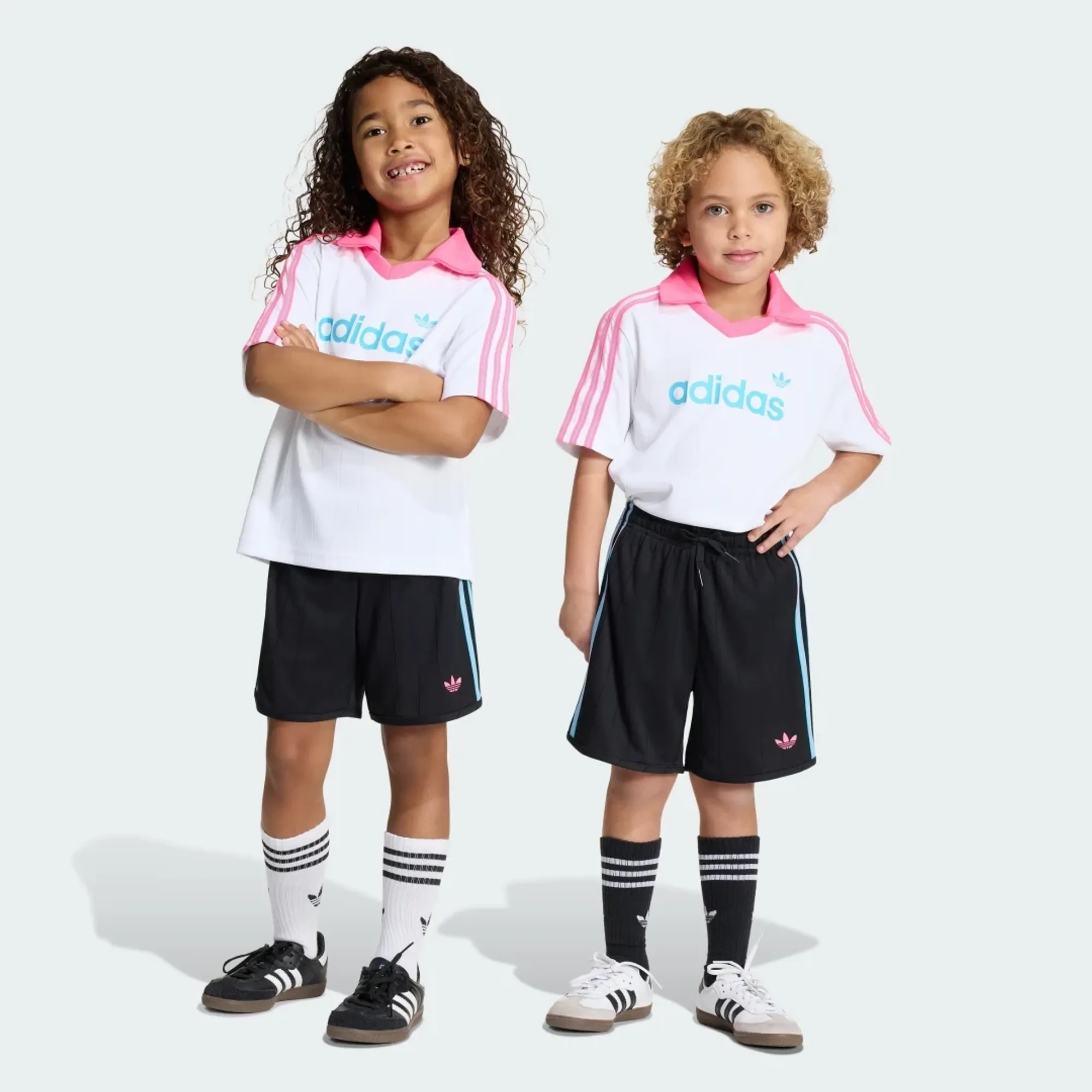 adidas LOOSE POLO PINSTRIPE SHORT TEE SET