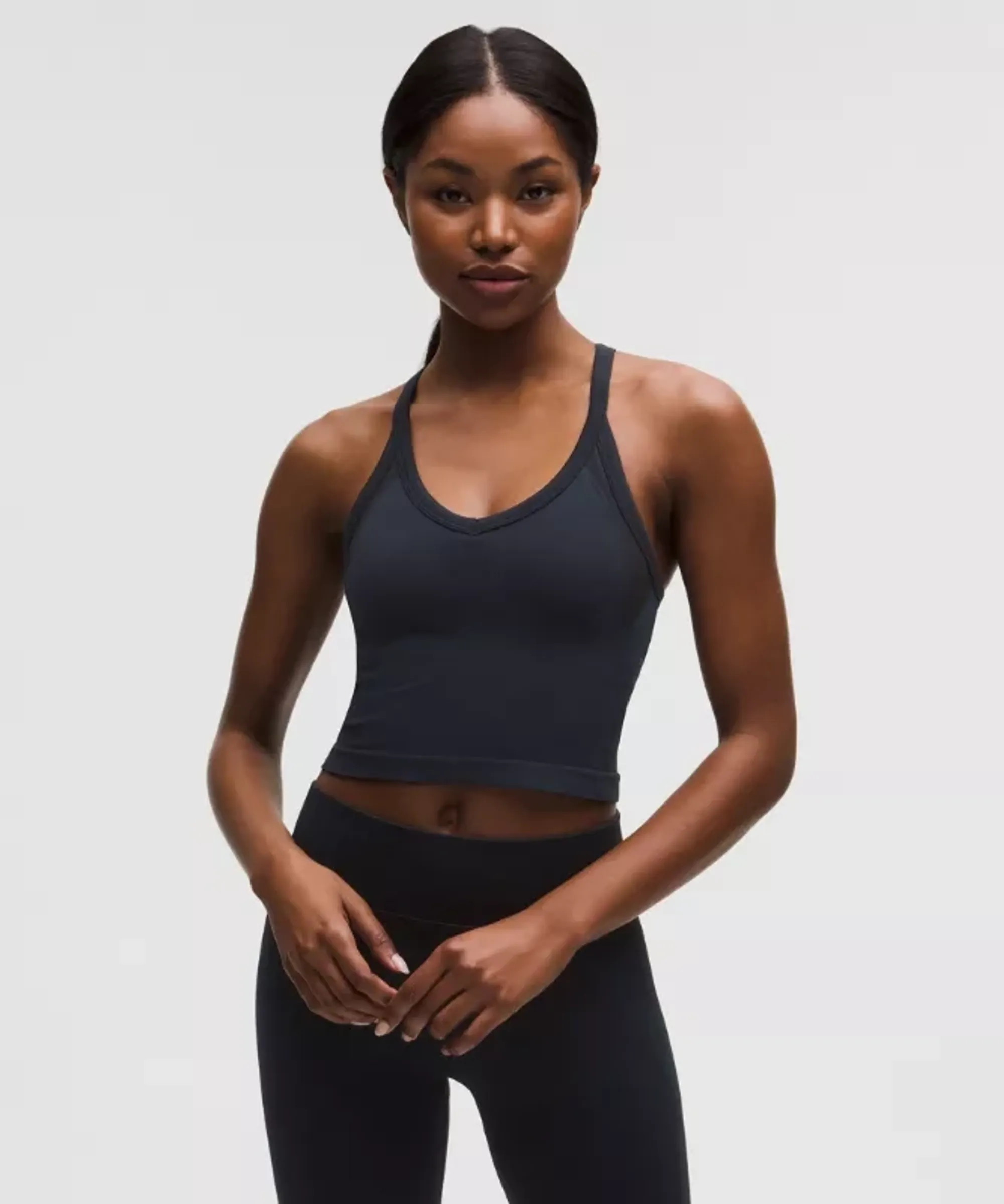 lululemon – Women's Get Low Cross-Back Training Tank Top Light Support, B/C Cup – Color Black/Blue – Size 2XS