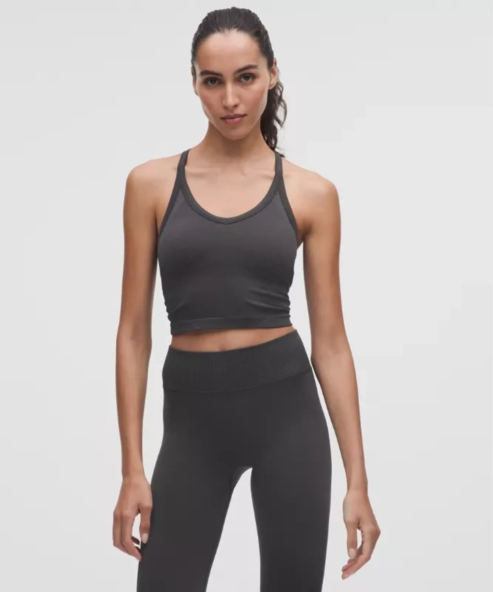 lululemon – Women's Get Low Cross-Back Training Tank Top Light Support, B/C Cup – Color Black/Grey – Size XS