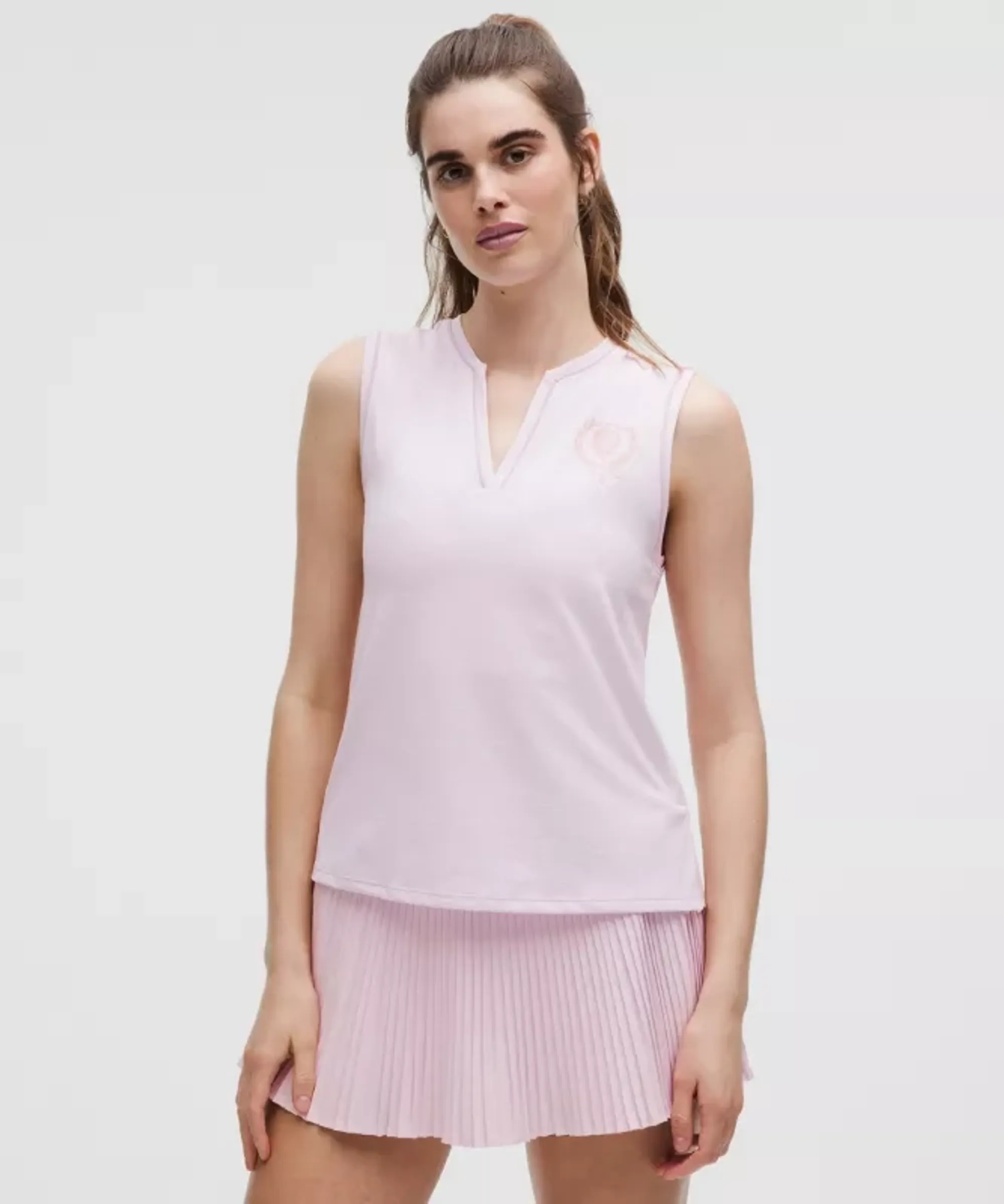 lululemon – Women's V-Neck Tennis Graphic Tank Top – Color Pink – Size Large