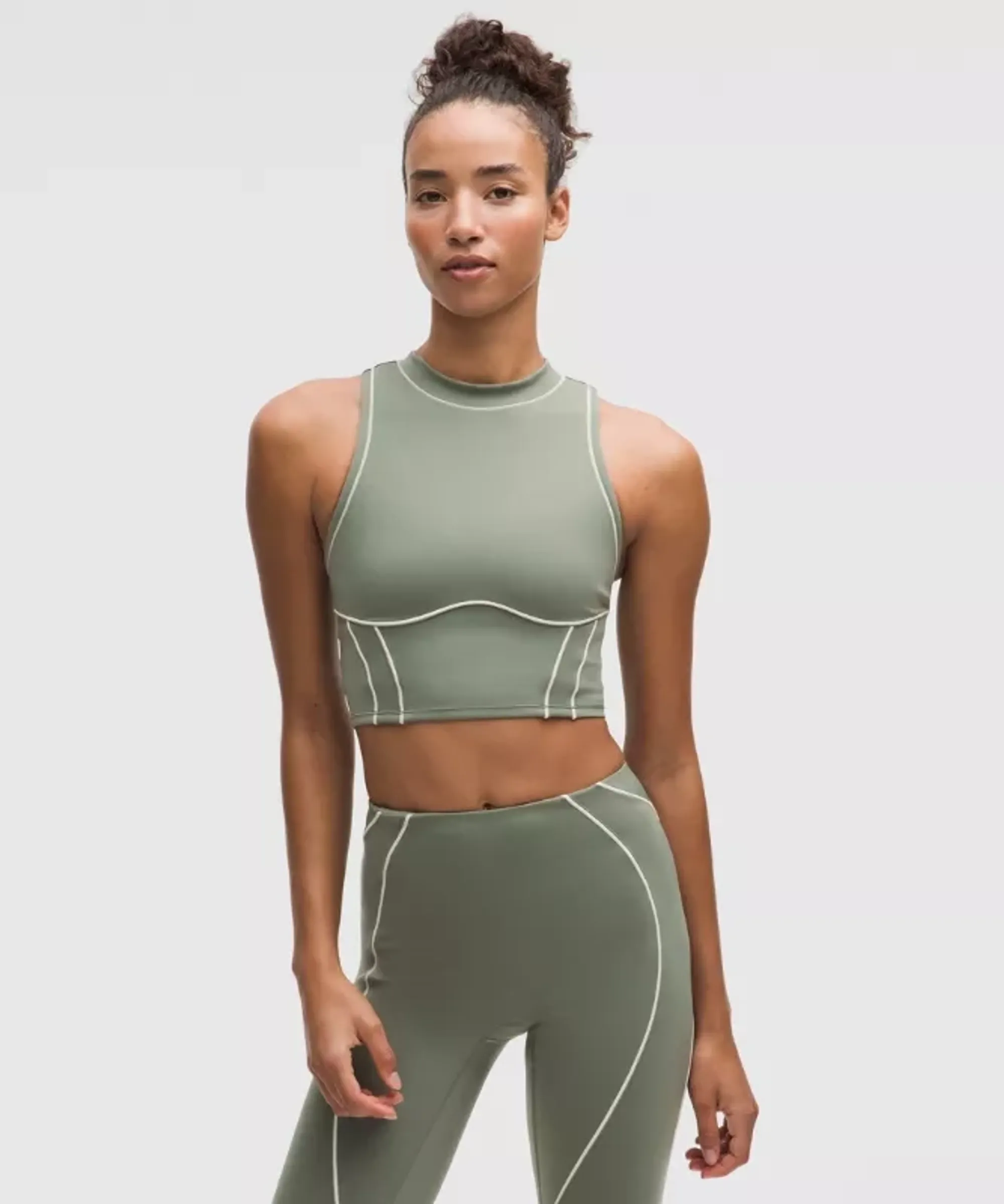 lululemon – Women's Ultralu Contour-Seam Cropped Tank Top – Color Green/Pastel – Size XL