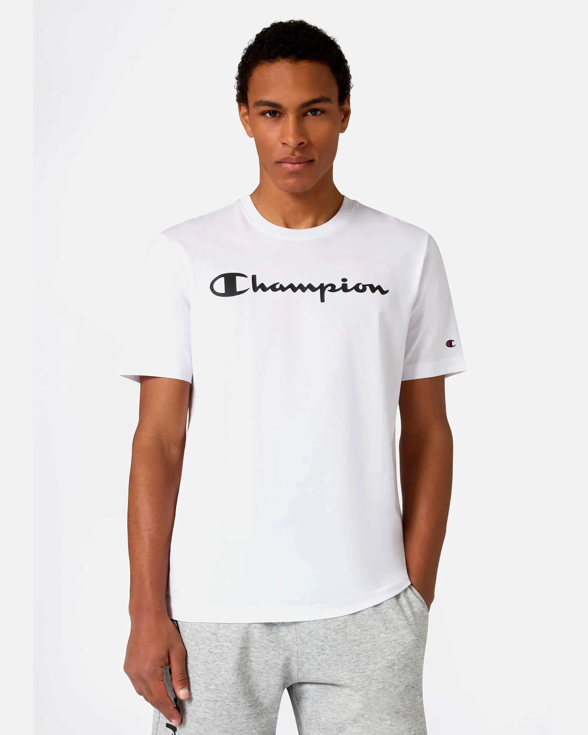 Champion  SS TEE  men's T shirt in White