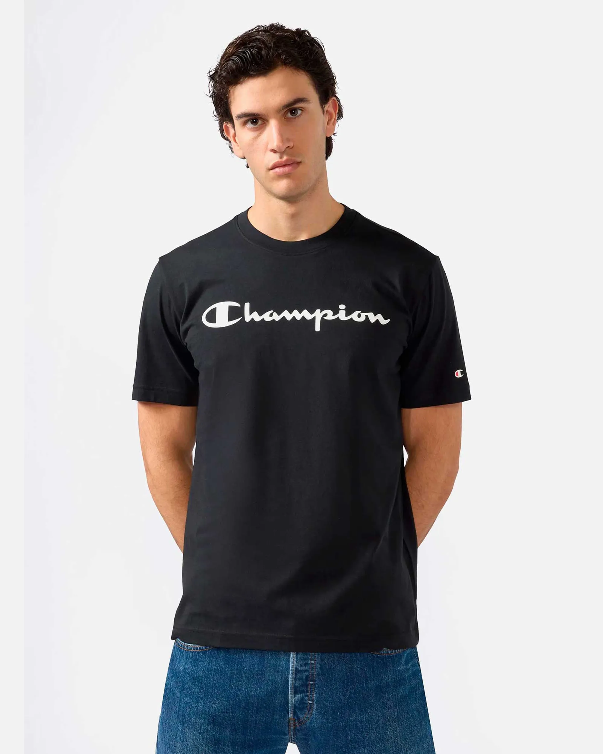 Champion  SS TEE  men's T shirt in Black