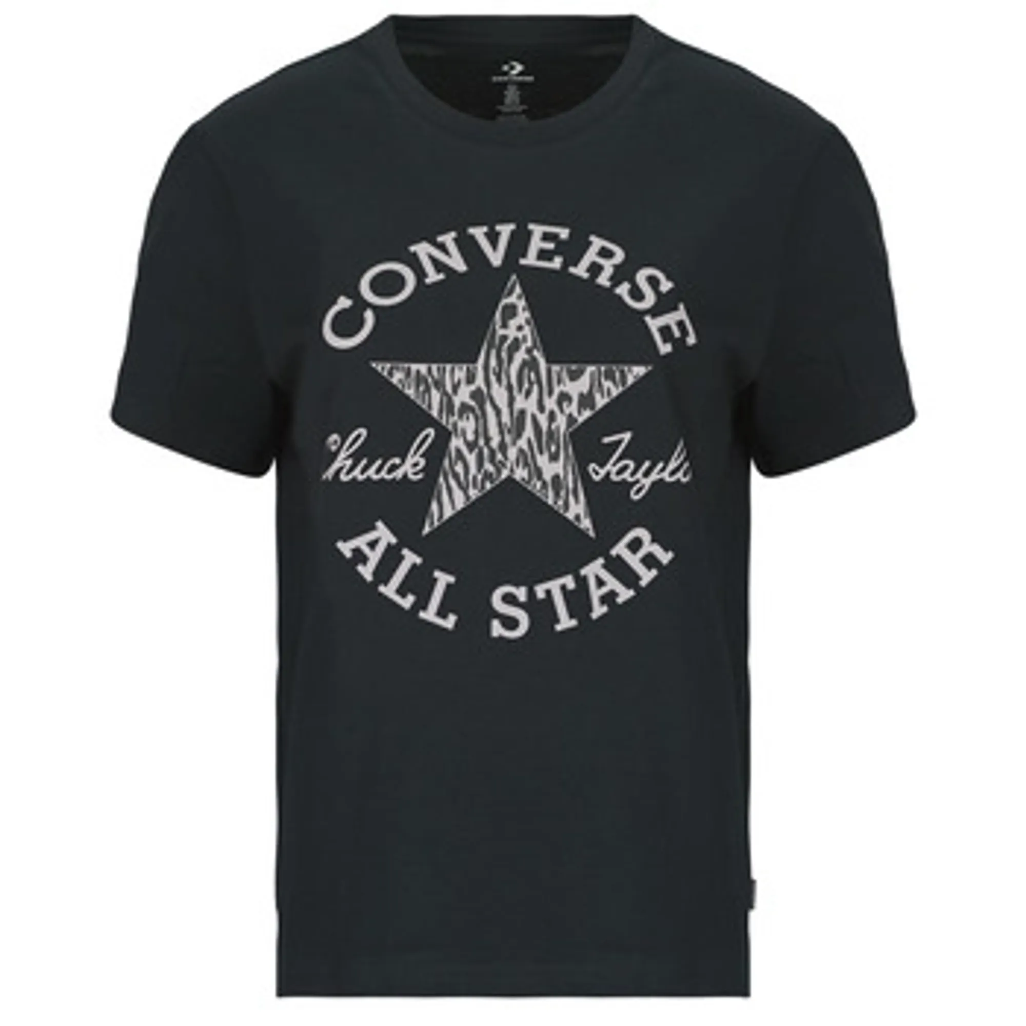 Converse  ANIMAL PRINT INFILL STANDARD FIT TEE  women's T shirt in Black