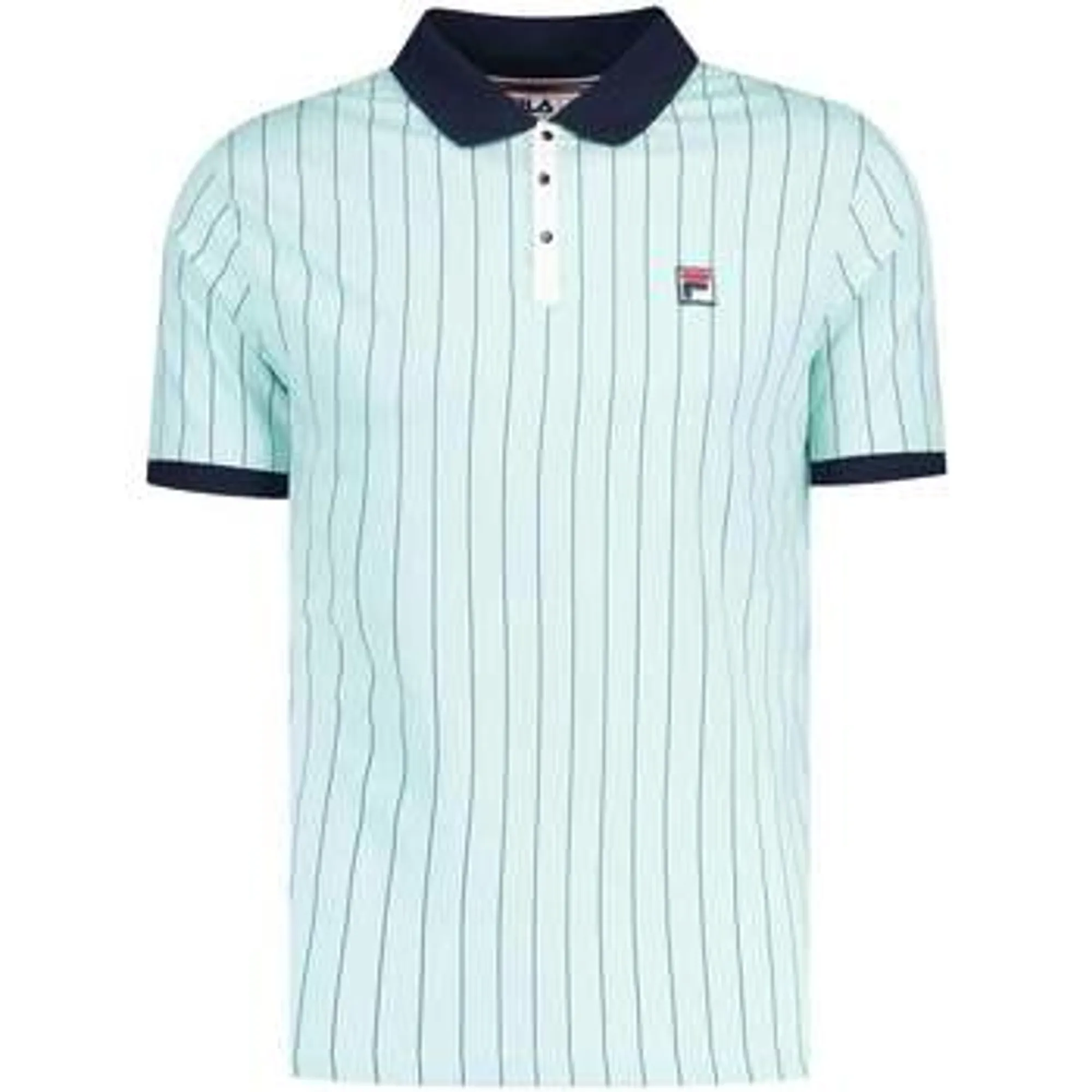 Fila  BB1 Classic Striped Polo Shirt Surf Spray/ Navy/White  men's  in Green