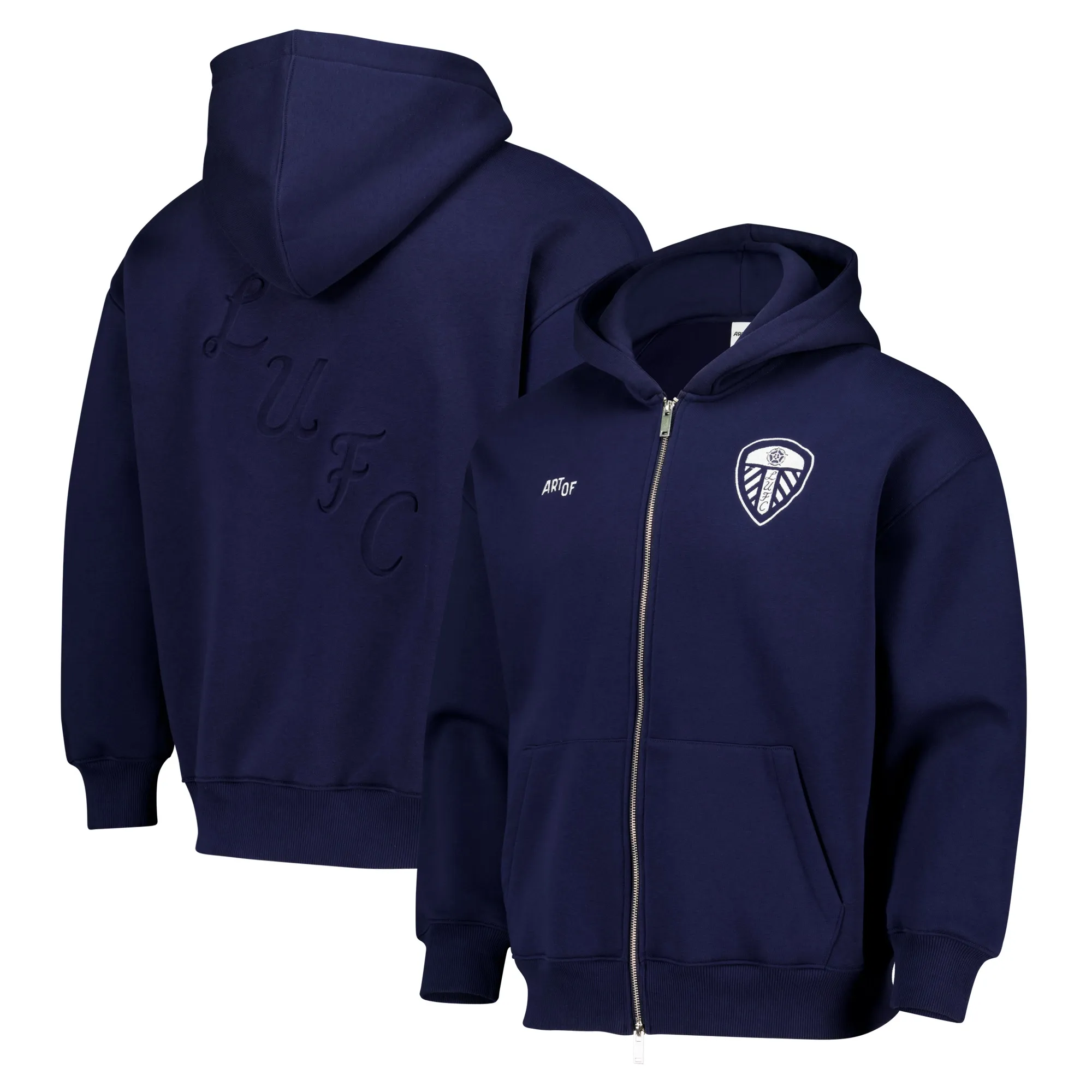 Leeds United x Art of Deboss Full Zip Hoodie - Navy - Unisex