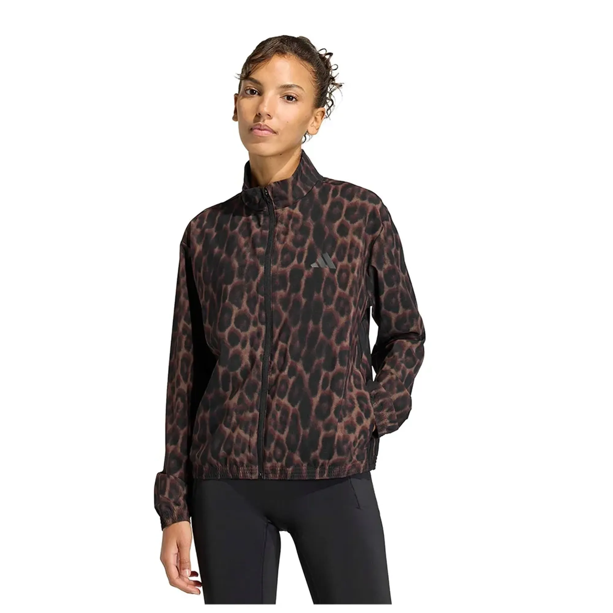 Adidas Workout Essentials Leopard Woven Full Zip Sweatshirt