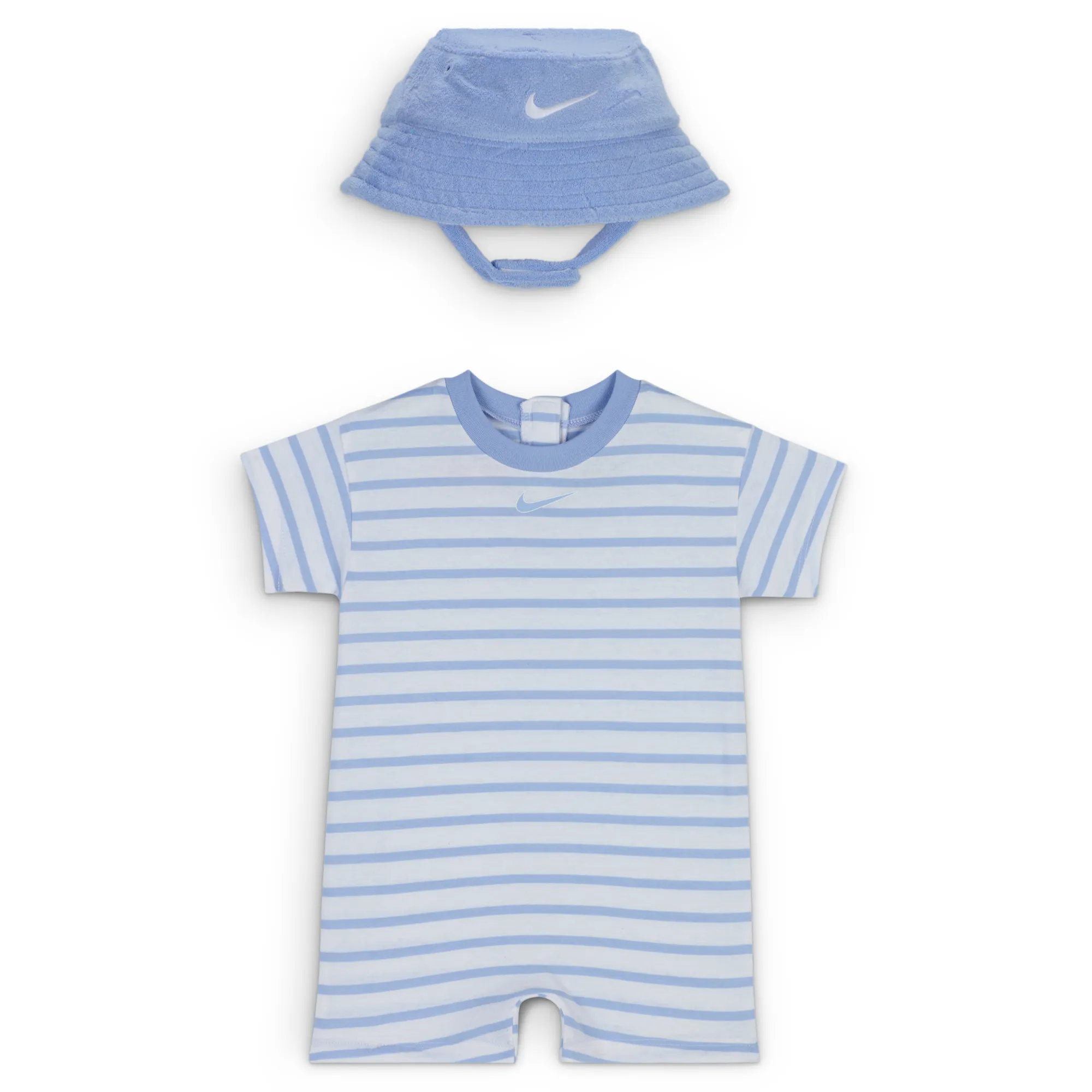 Nike Baby Short Sleeve Romper with Bucket Hat - Blue