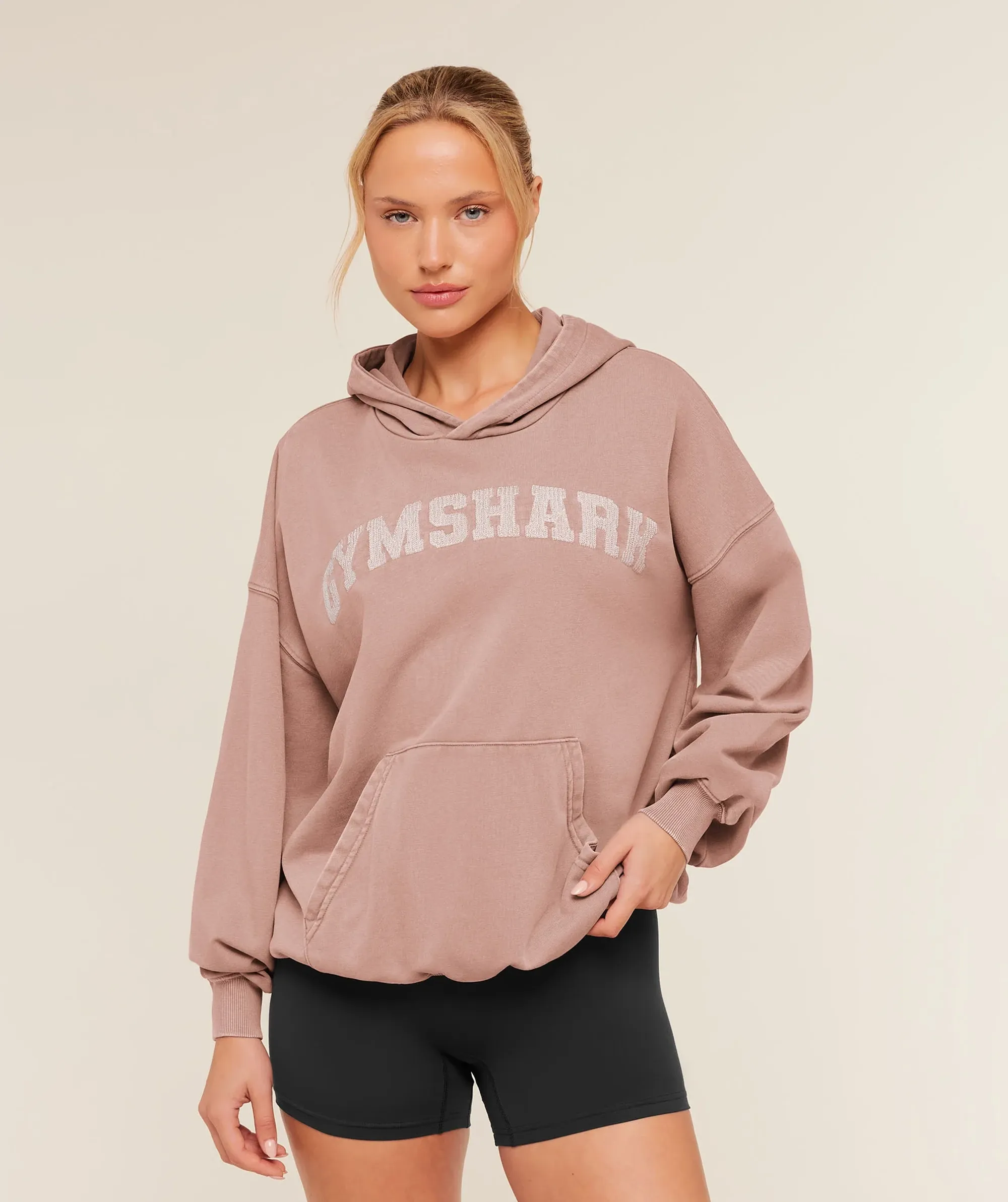 Gymshark Chainstitch Graphic Hoodie - Chestnut Pink/Wash