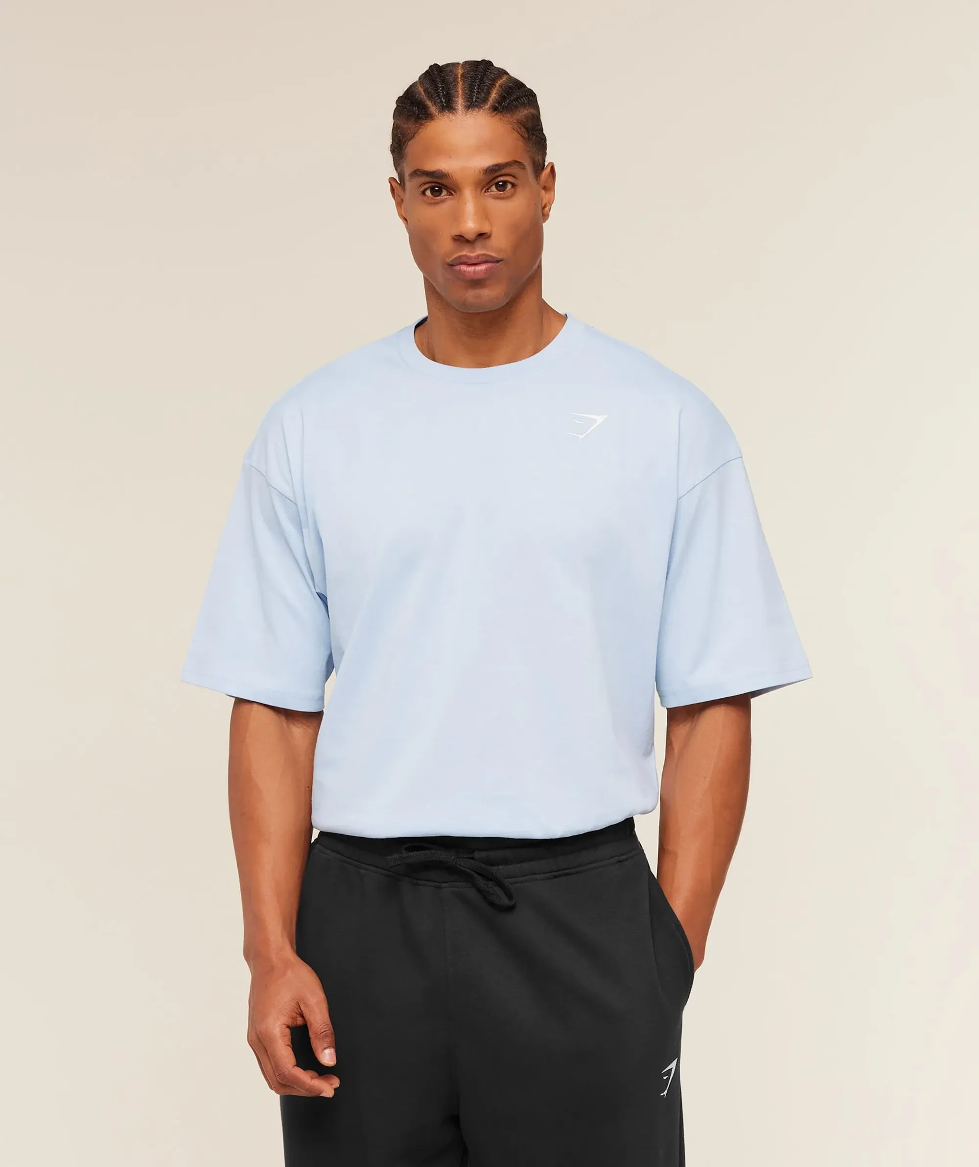 Gymshark Crest Oversized T-Shirt - Chilled Blue