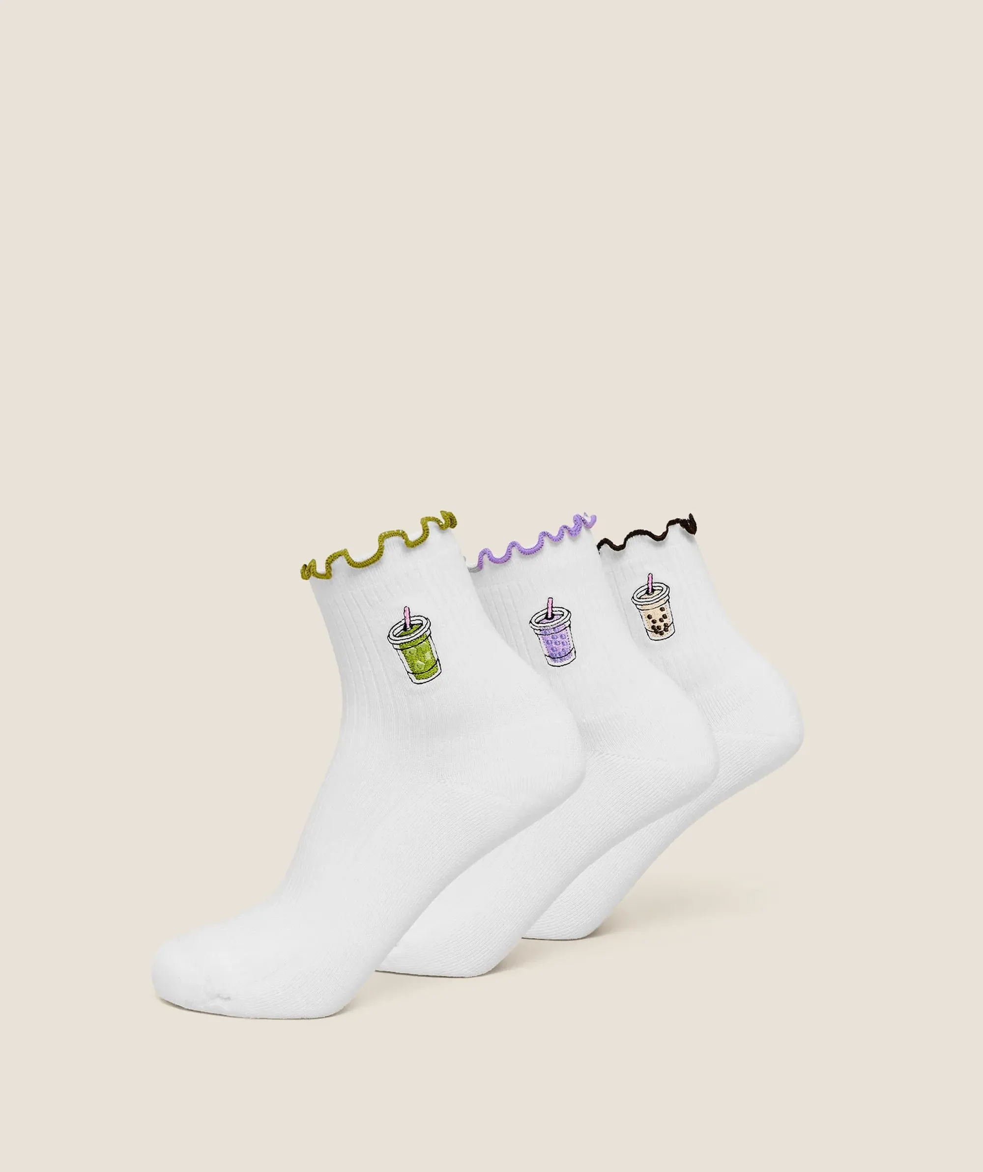 Gymshark Hydration Graphic Midi Frill Socks 3pk - White