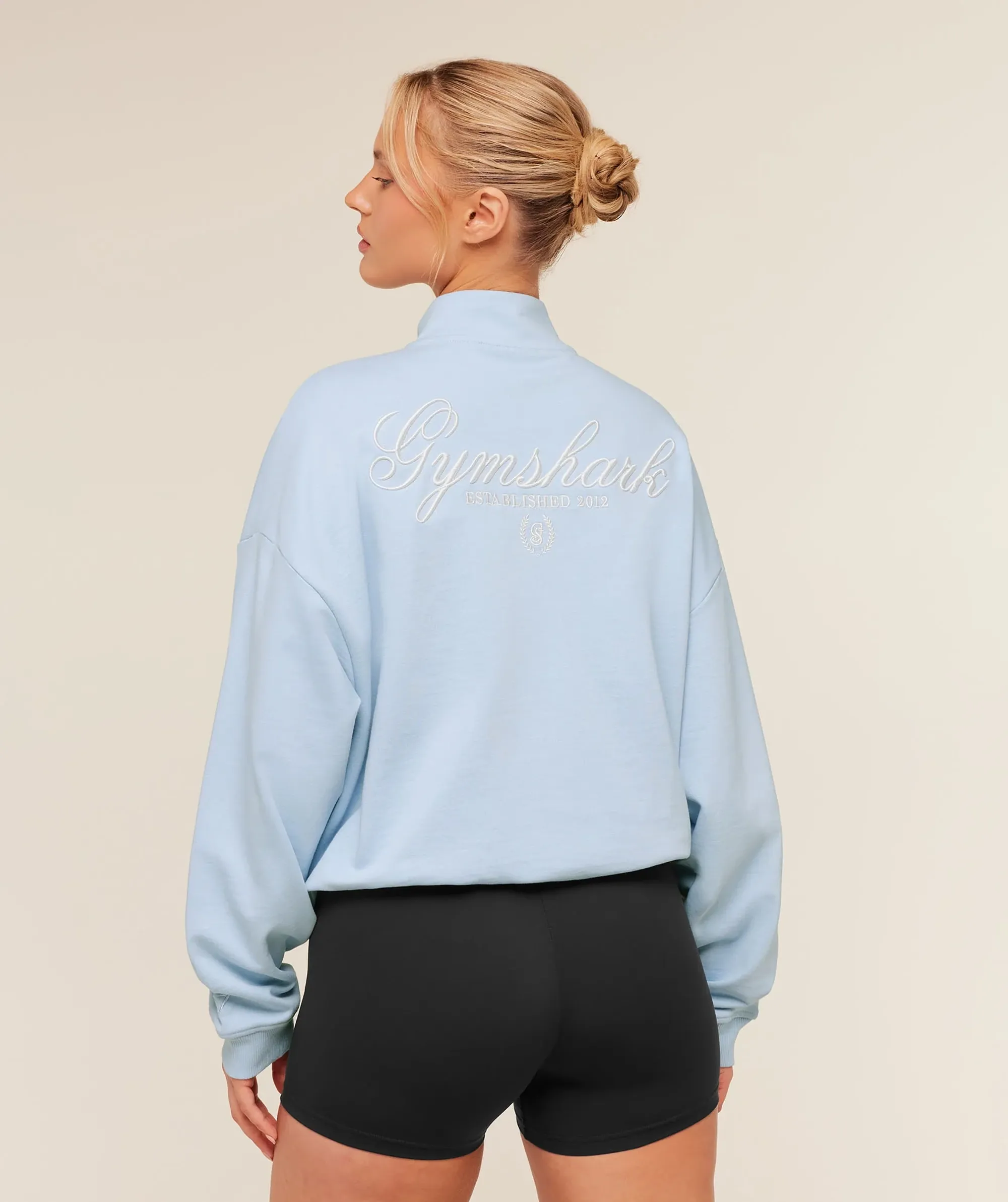 Gymshark Script Embroidery Oversized Zip Through - Chilled Blue