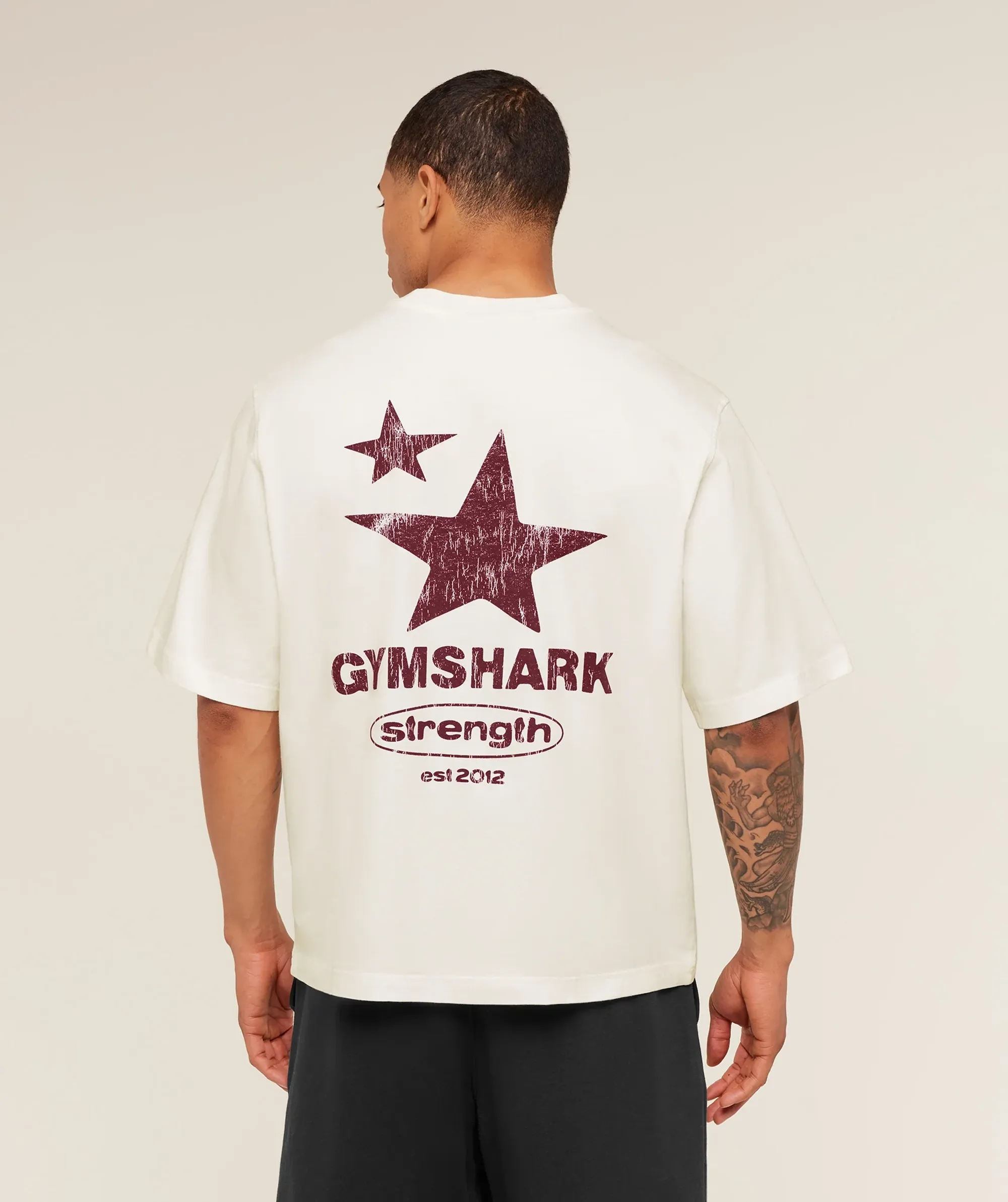 Gymshark Strength Stars Washed Graphic T-Shirt - Soft White