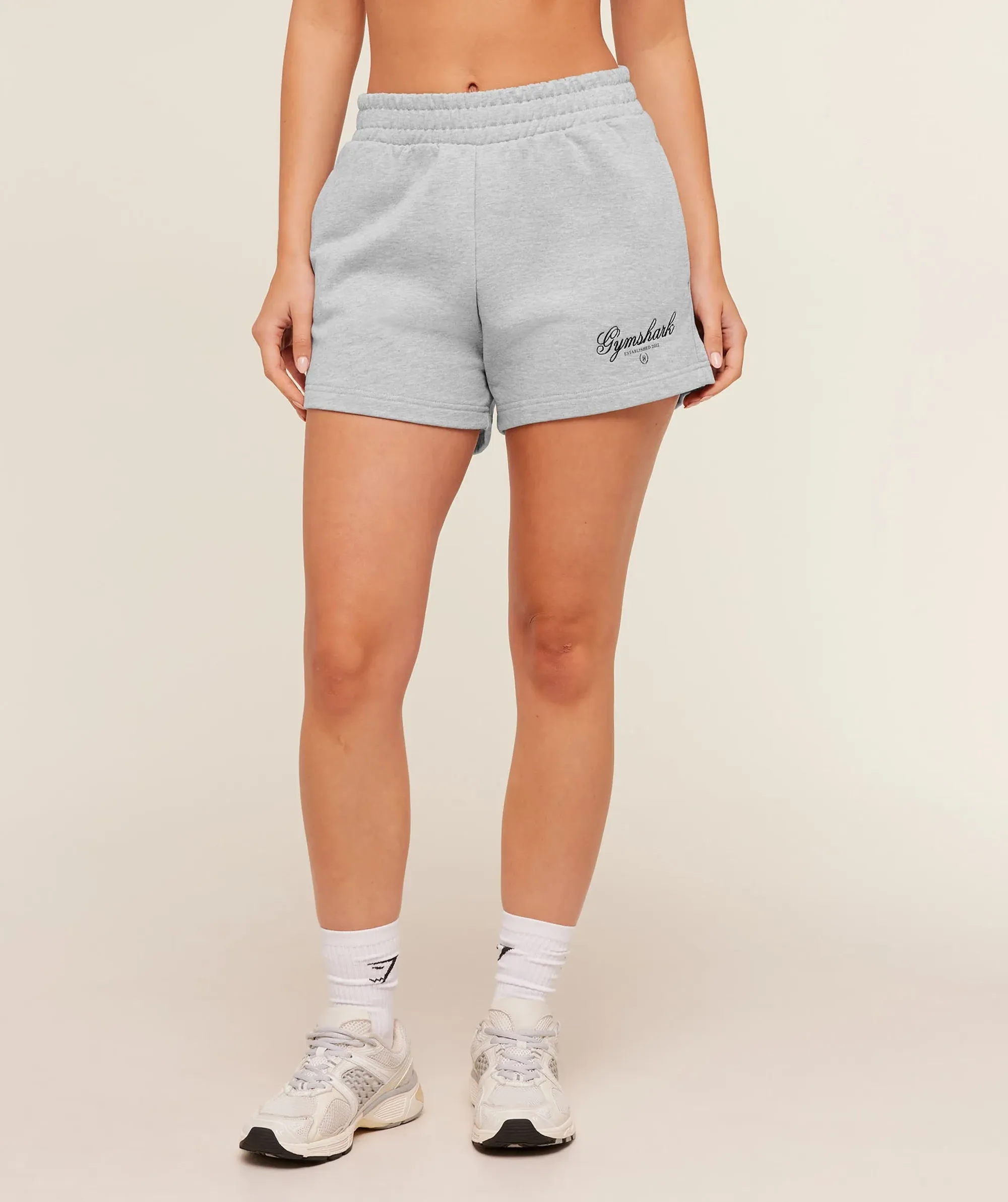 Gymshark Script Embroidery Shorts - Light Grey Core Marl