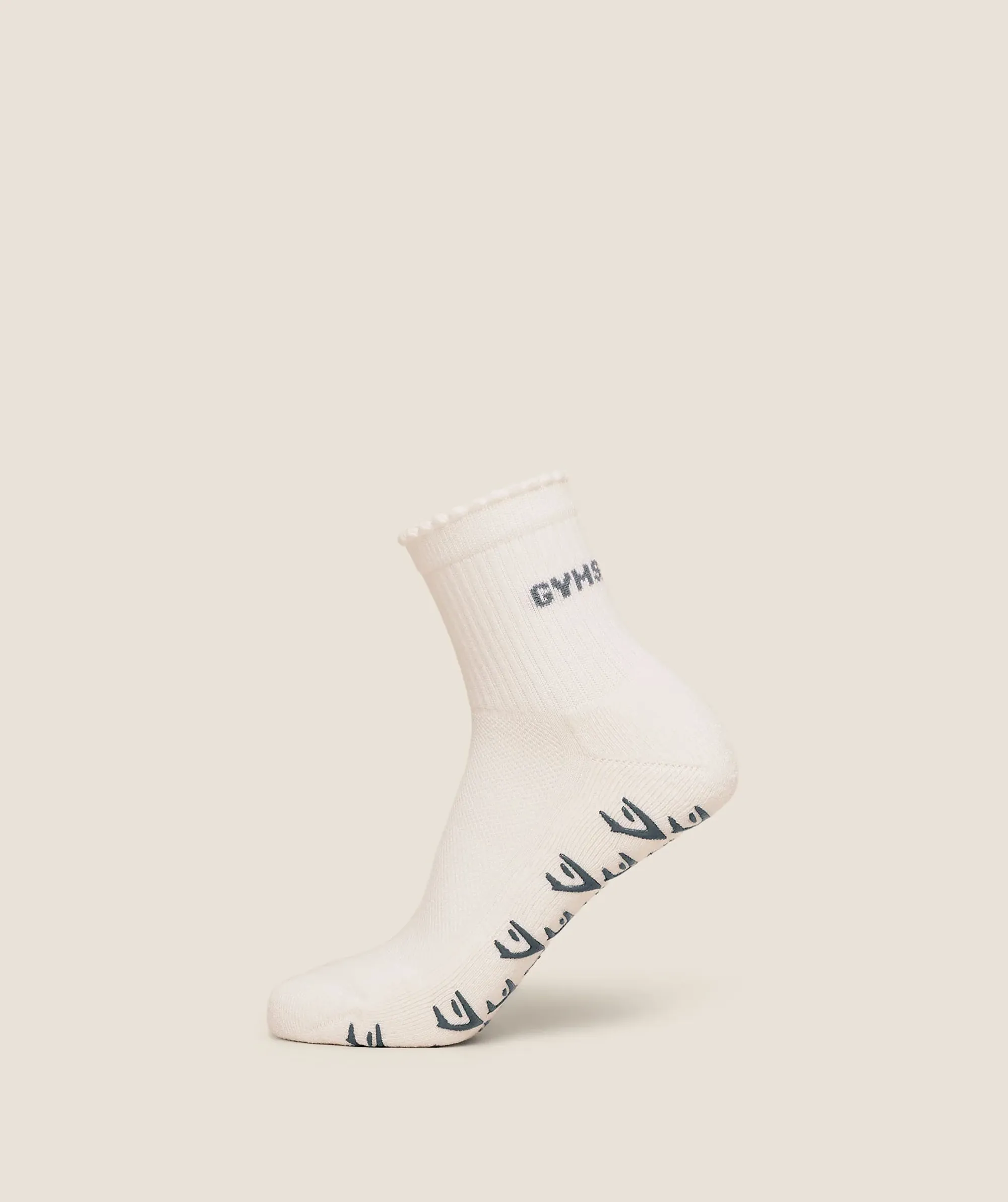 Gymshark Frill Pilates Midi Sock - Soft White/Iron Blue