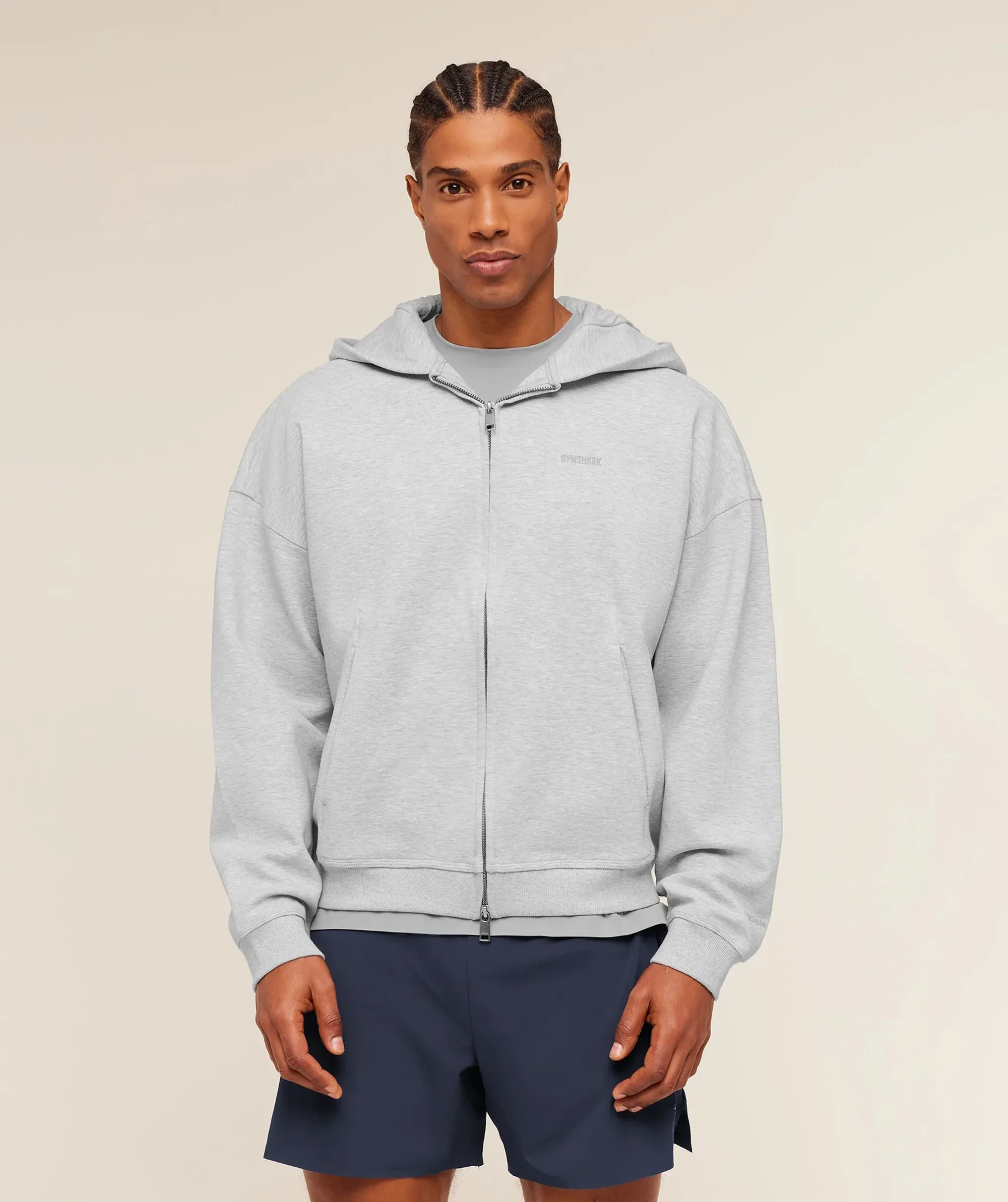 Gymshark Evolve Lightweight Zip Through Hoodie - Bros Soft Grey Marl