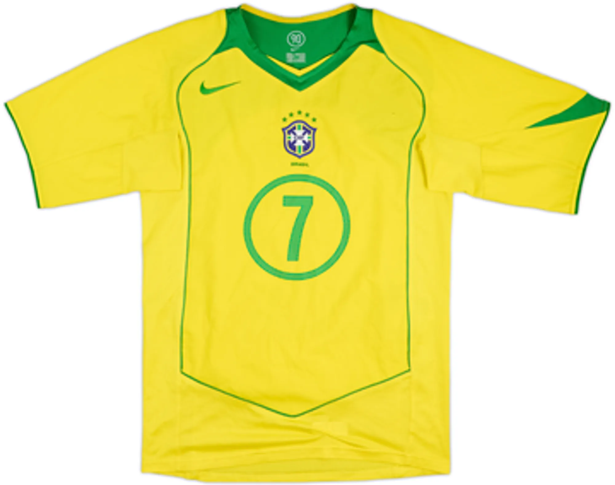 2004-06 Brazil Home Shirt Adriano #7 - 6/10 - (S)