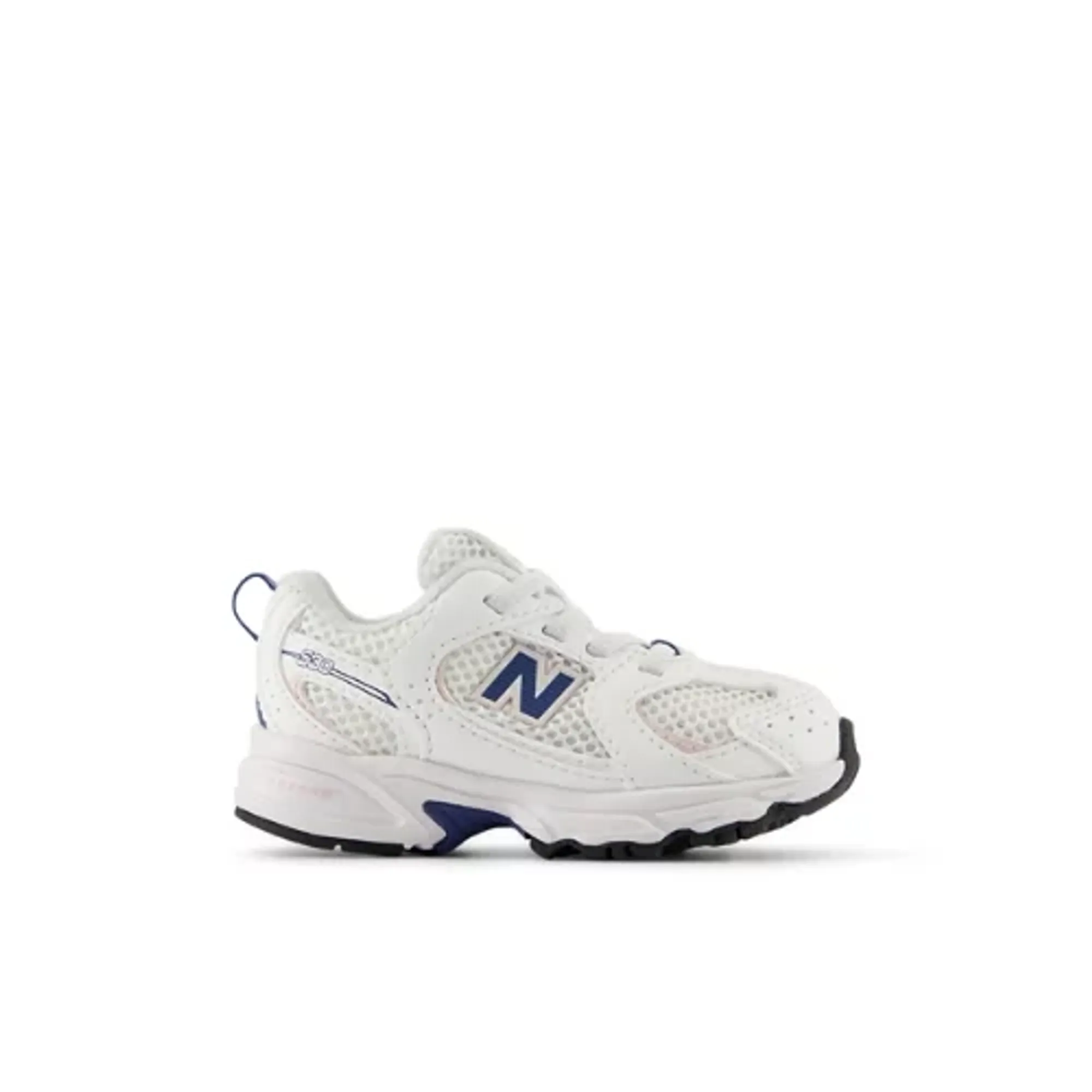 New Balance Infants 530 Bungee Lace in White/Blue Synthetic
